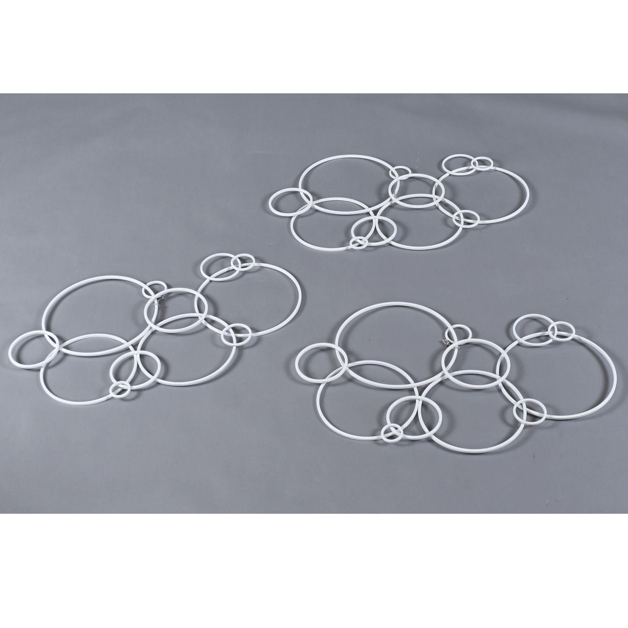 Set of 3 White Metal Circles Modern Abstract Wall Art Sculptures For Sale 2