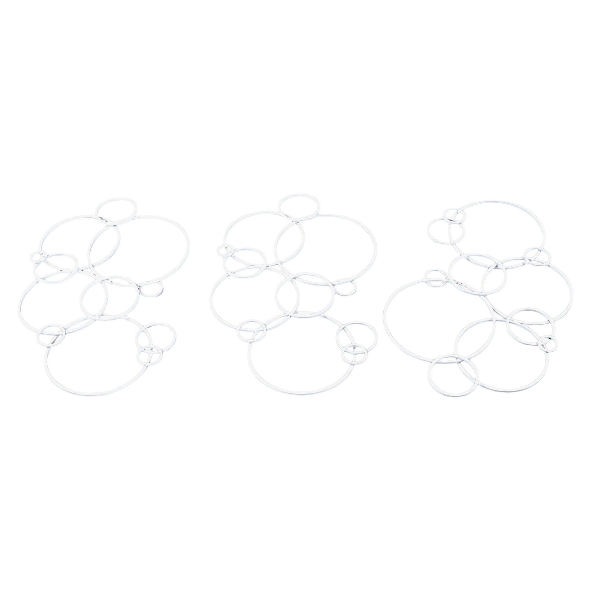 Set of 3 White Metal Circles Modern Abstract Wall Art Sculptures For Sale