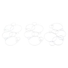 Set of 3 White Metal Circles Modern Abstract Wall Art Sculptures