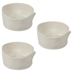 Set di 3 piatti Kawa in ceramica bianca, piatti da portata in porcellana a struttura organica