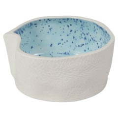 Set of 3, White & Speckled Blue Small Ceramic Kawa Dish, Textured Porcelain bowl