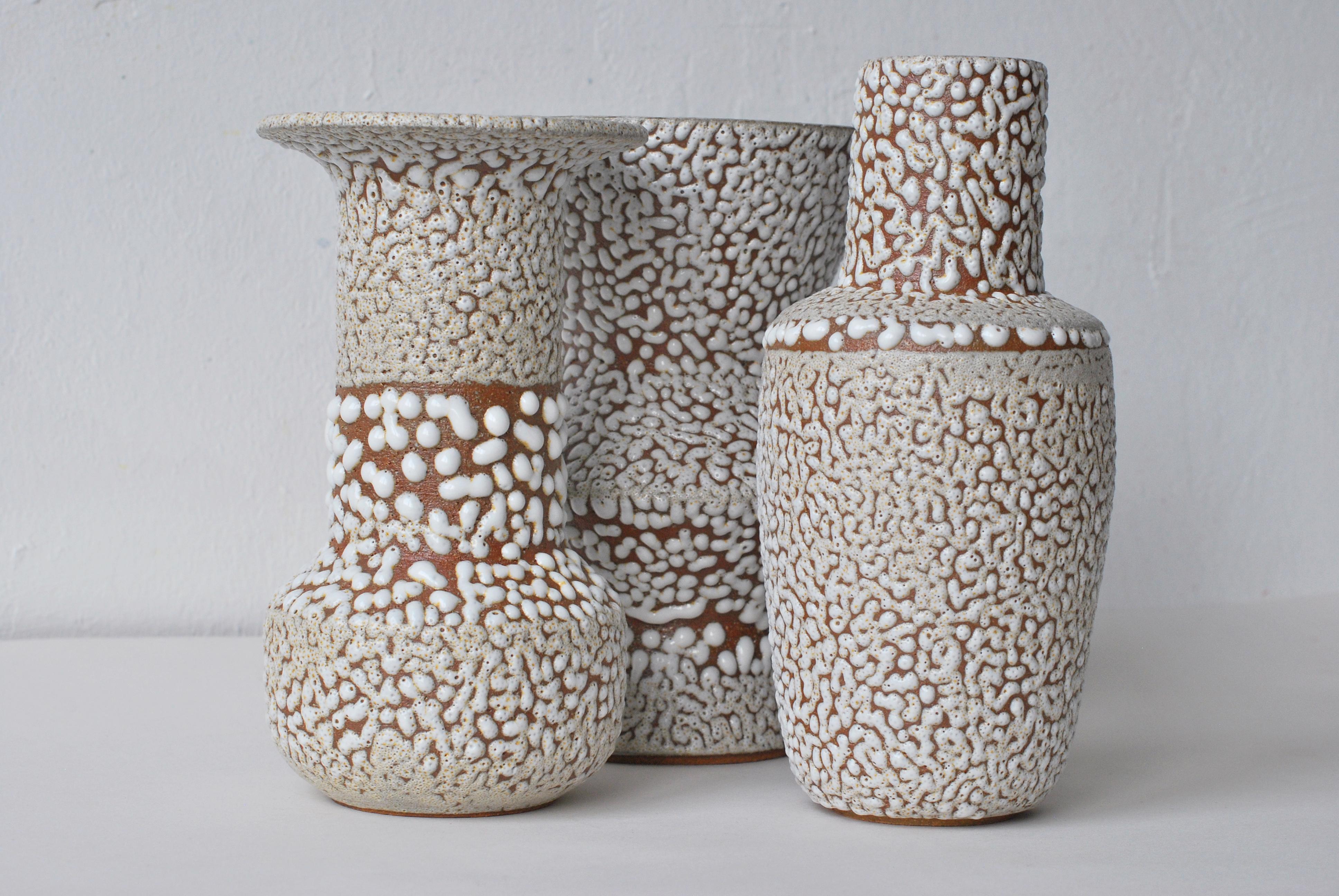 German Set of 3 White Stoneware Vase by Moïo Studio
