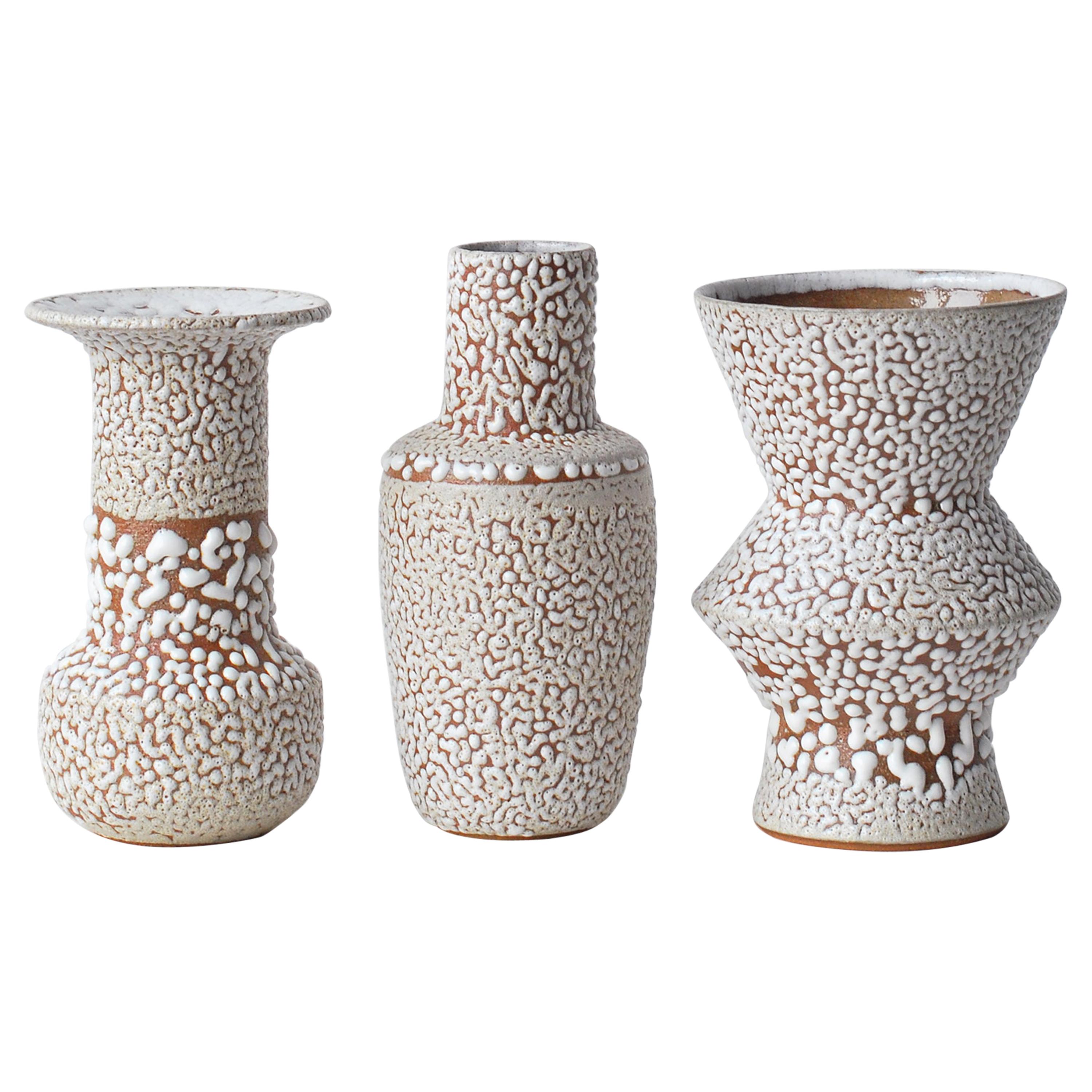 Set of 3 White Stoneware Vase by Moïo Studio