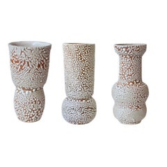 Set of 3 White Stoneware Vases C-019, C0-15, C-018 by Moïo Studio