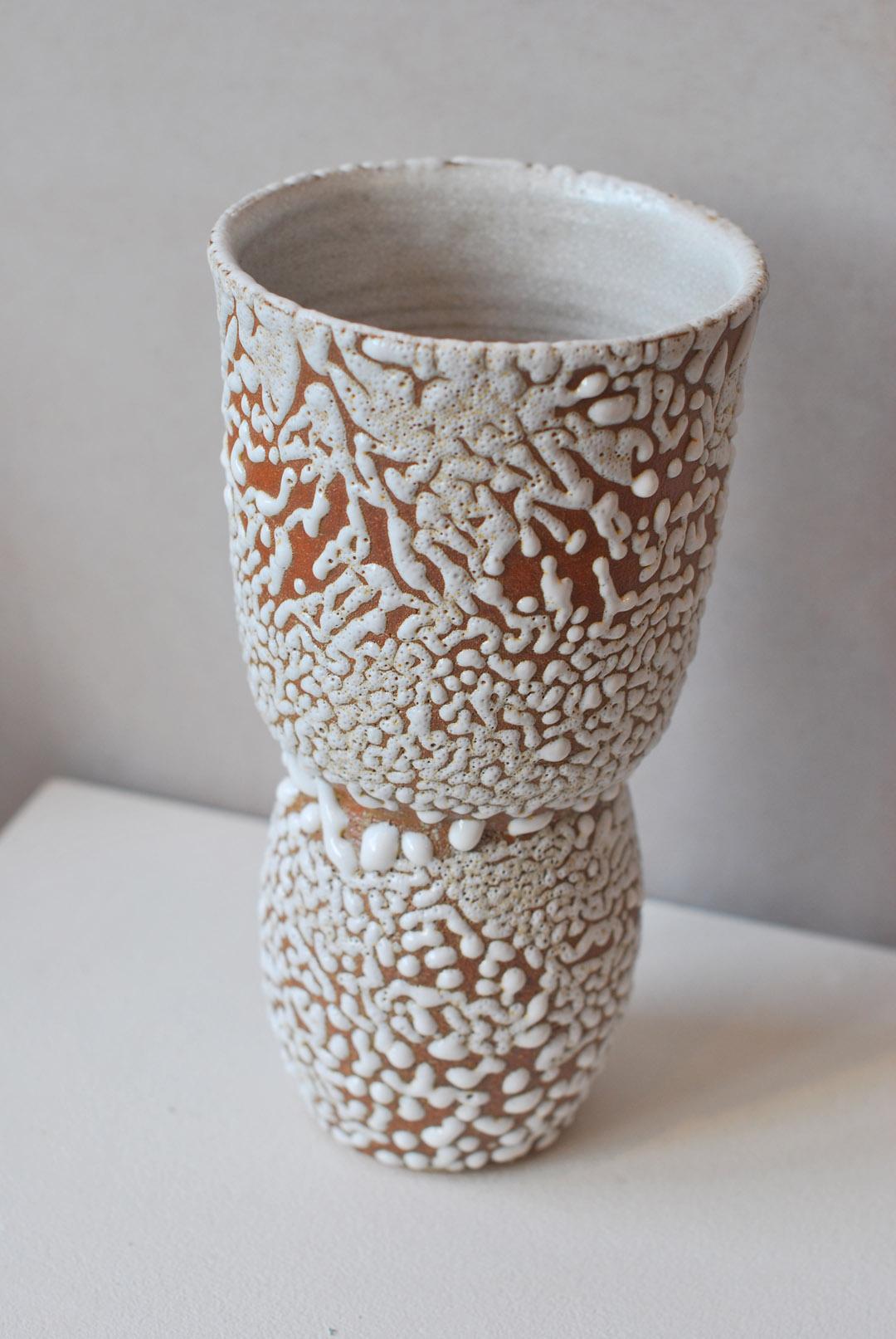 Contemporary Set of 3 White Stoneware Vases C-019, C0-15, C-018 by Moïo Studio For Sale