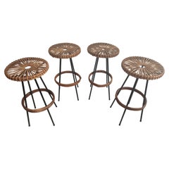 Set of 3 Wicker Barstools by Dirk Van Sliedrecht for Rohe