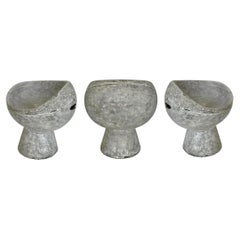 Set of 3 Willy Guhl Concrete Pod Chairs