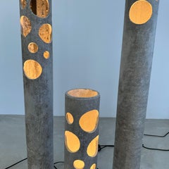 Set of 3 Willy Guhl Concrete Table Lamps, 1960s Switzerland