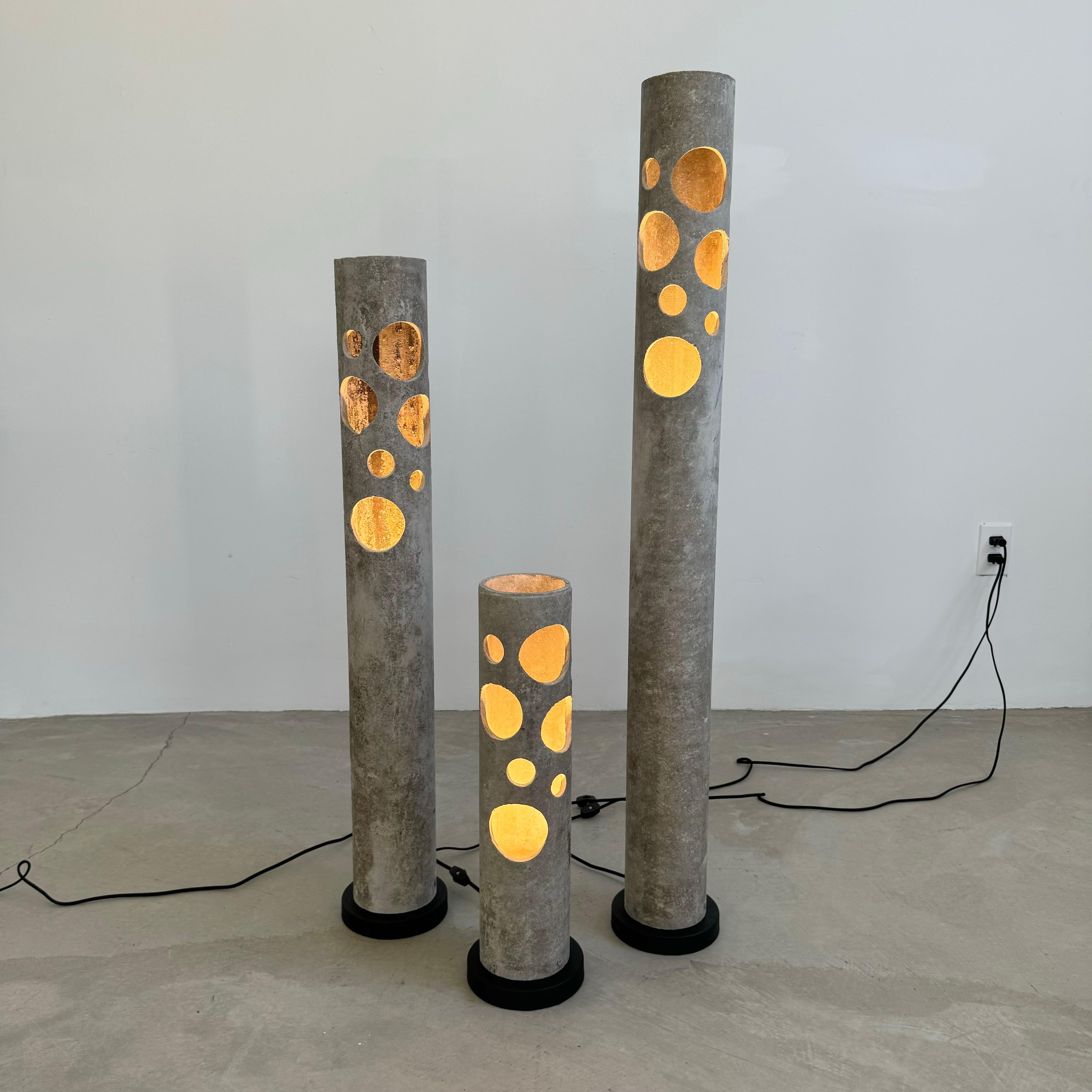 Swiss Set of 3 Willy Guhl Concrete Table Lamps, 1960s Switzerland For Sale