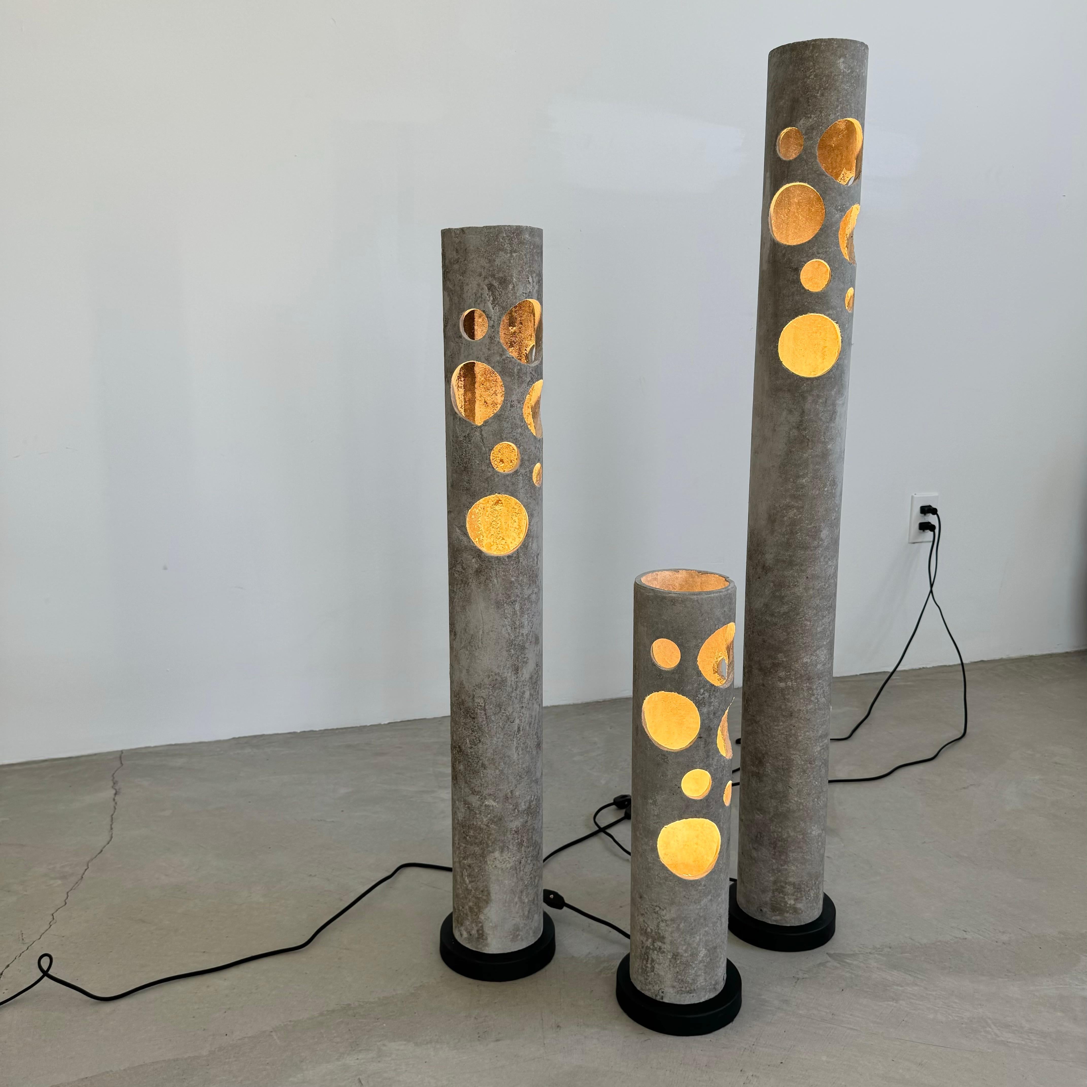 Set of 3 Willy Guhl Concrete Table Lamps, 1960s Switzerland In Good Condition For Sale In Los Angeles, CA