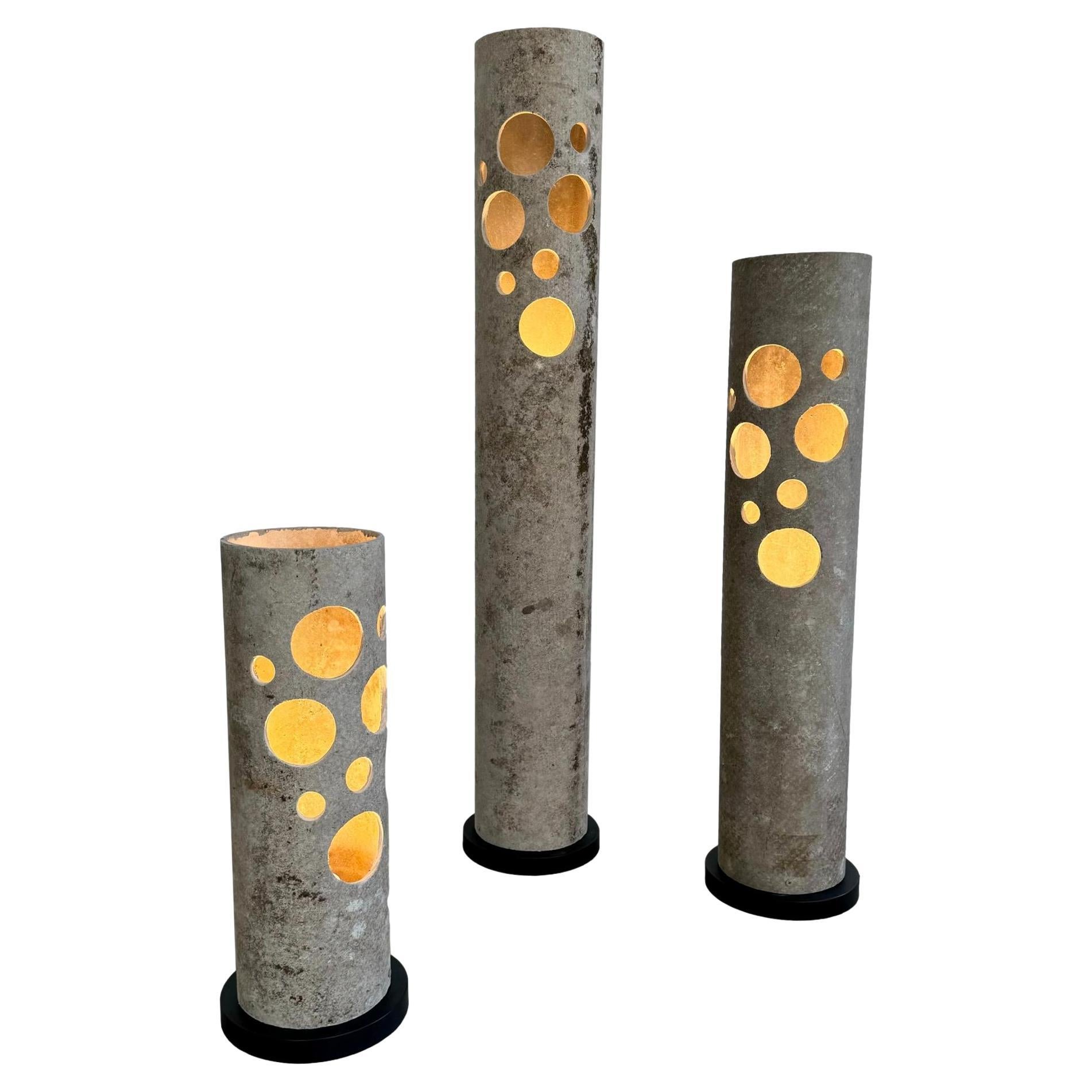 Set von 3 Willy Guhl- Beton-Tischlampen, Schweiz, 1960er Jahre