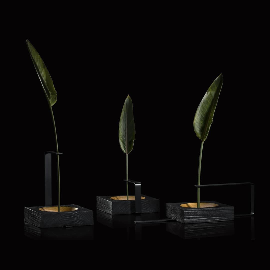 Brasiliano Set di 3 Vaso Torno in legno e alluminio di Andre Ferri Atelier in vendita