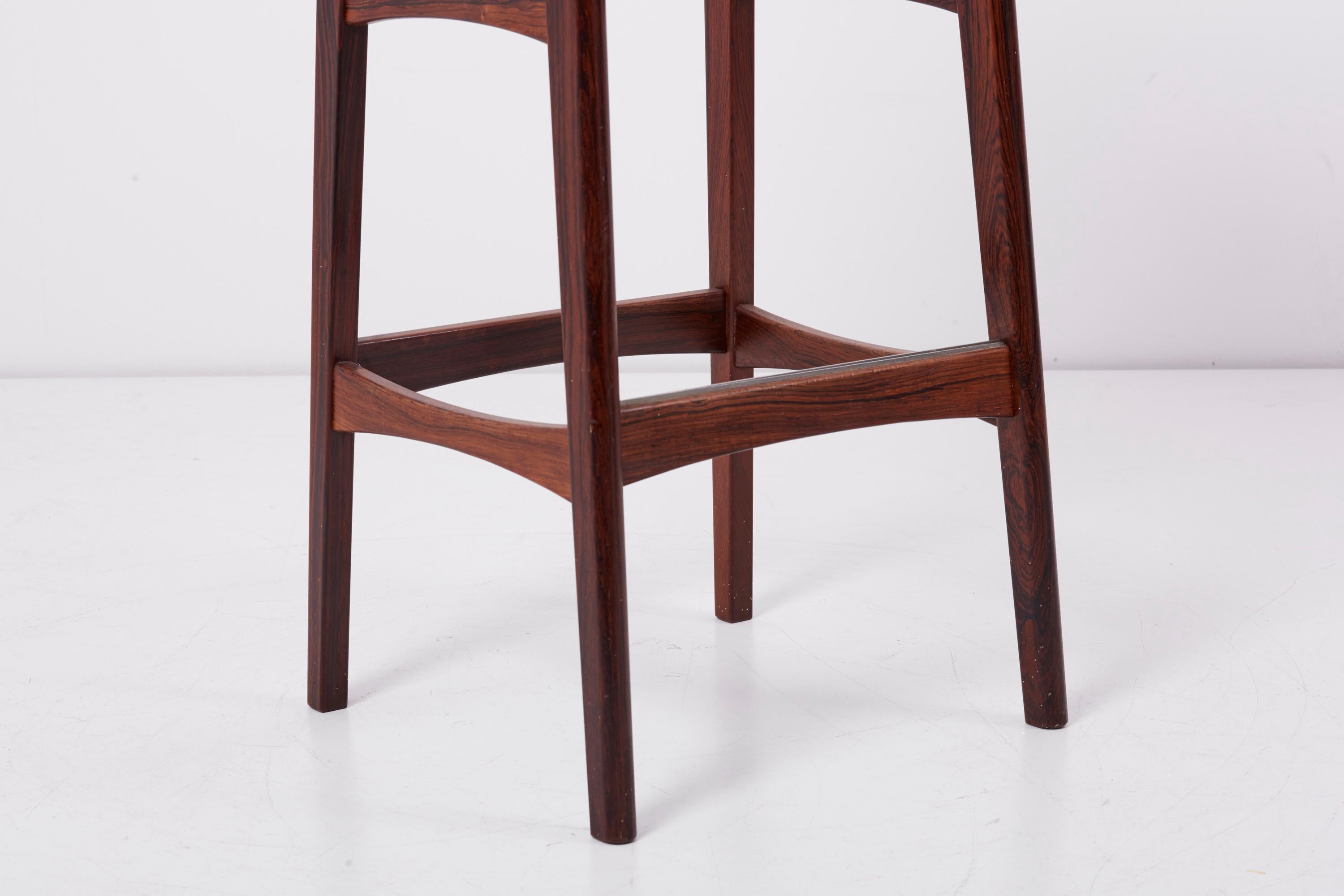 Set of 3 Wood and Leather Barstools by Erik Buch for Dyrlund, Denmark, 1960s 5