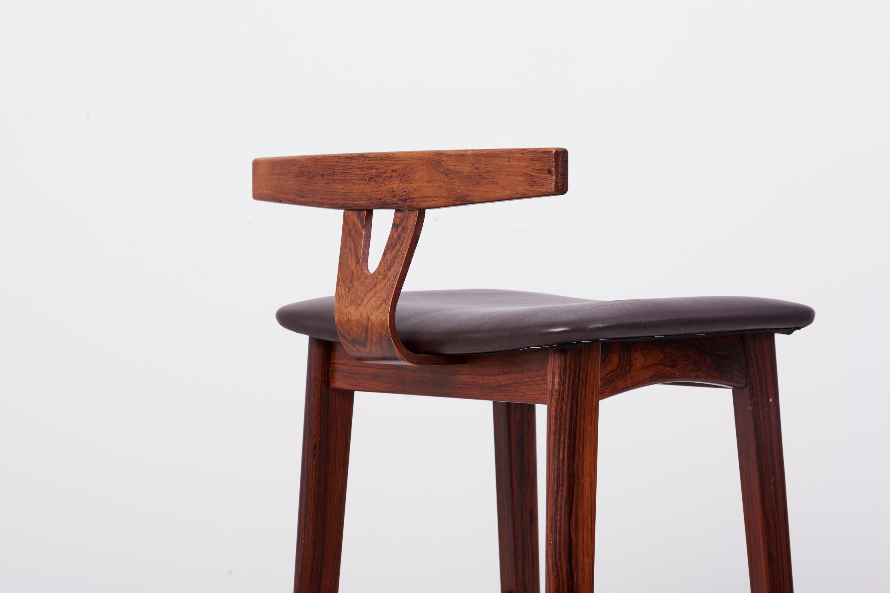 Set of 3 Wood and Leather Barstools by Erik Buch for Dyrlund, Denmark, 1960s 1