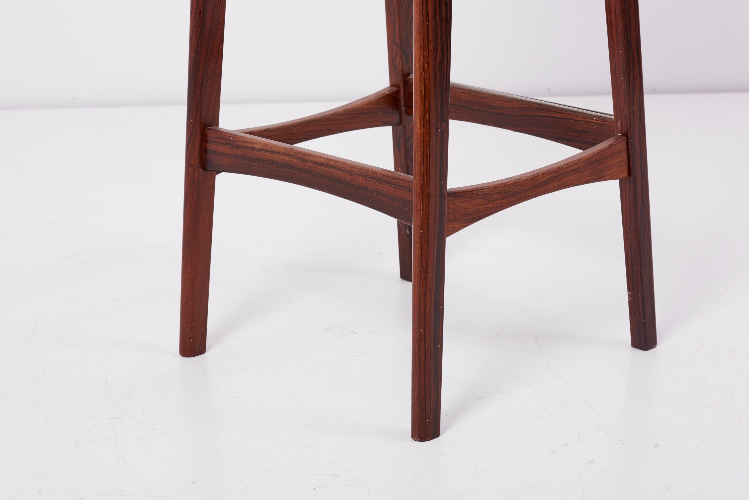 Set of 3 Wood and Leather Barstools by Erik Buch for Dyrlund, Denmark, 1960s 2