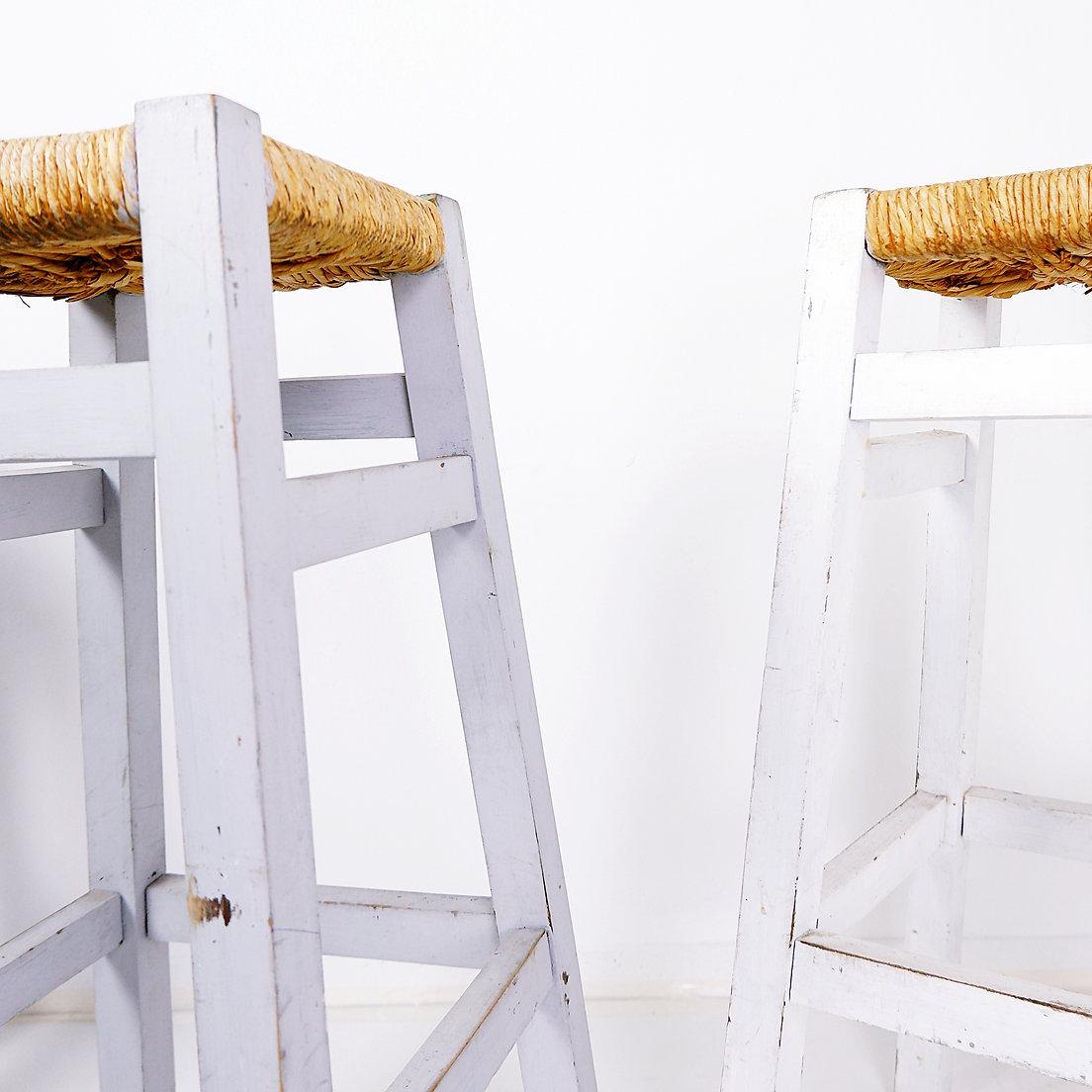 Juego de 3 taburetes de bar con asiento de madera Rush siglo XX en venta