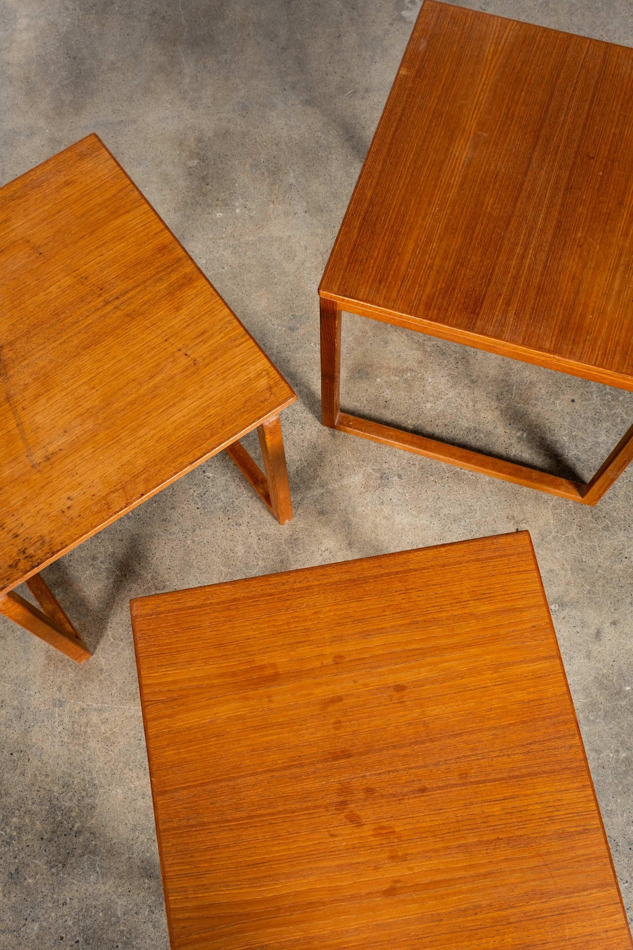 Danish Set of 3 Wood Side Tables by Kai Kristiansen
