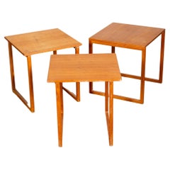 Vintage Set of 3 Wood Side Tables by Kai Kristiansen