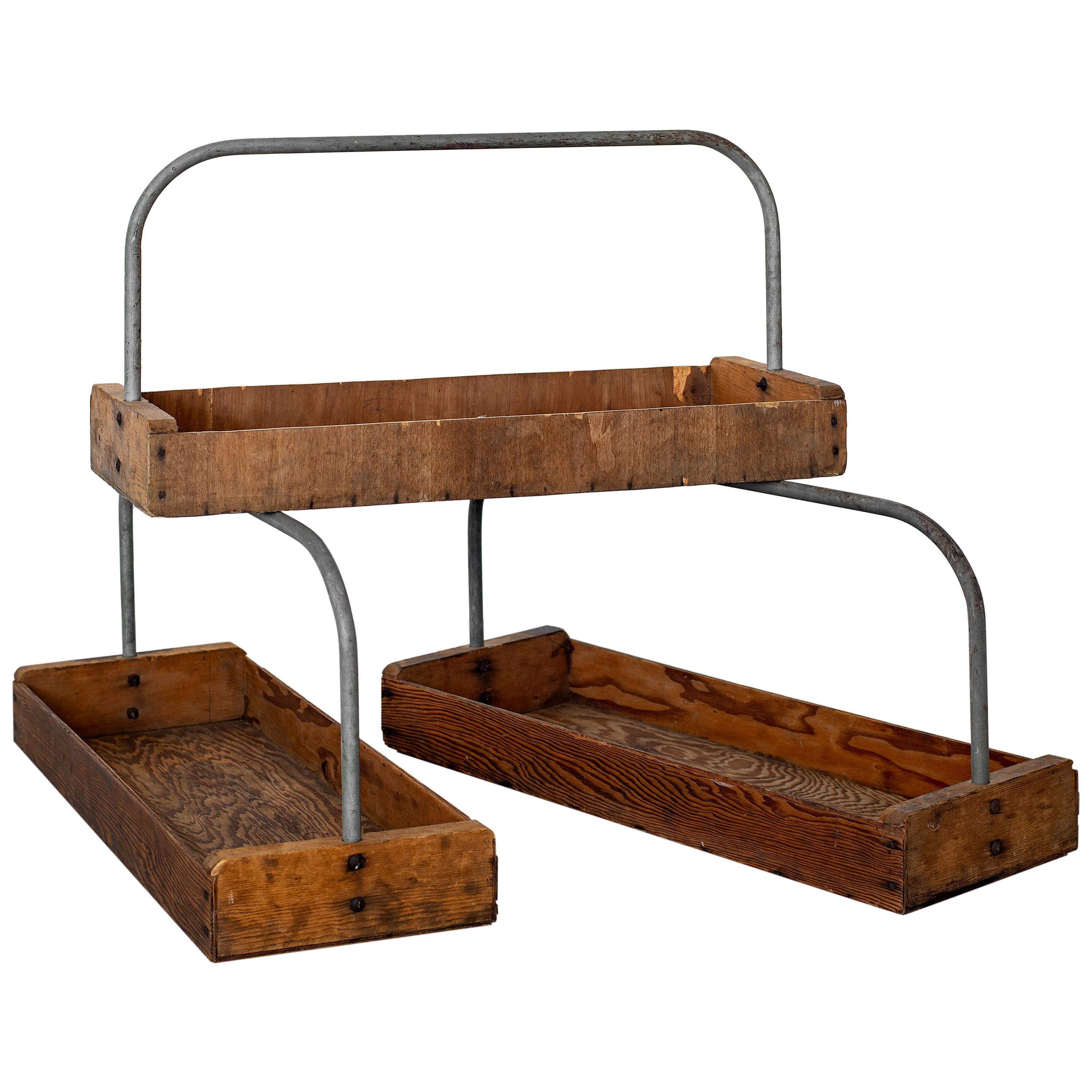 Set of 3 Wood Trays with Handle