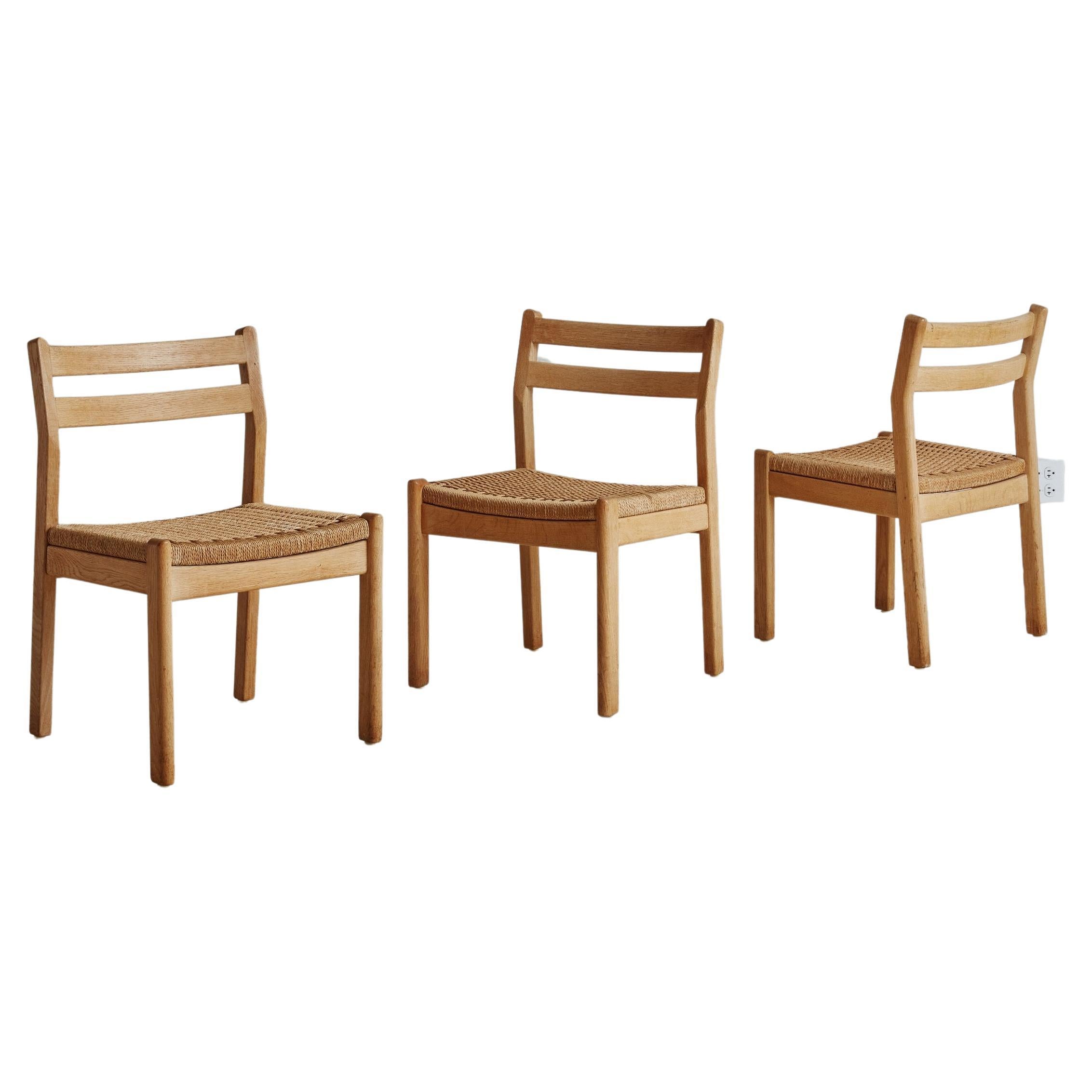 Set of 3 Wood + Woven Papercord Dining Chairs by Kurt Østervig, Denmark 1960s
