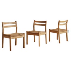 Vintage Set of 3 Wood + Woven Papercord Dining Chairs by Kurt Østervig, Denmark 1960s