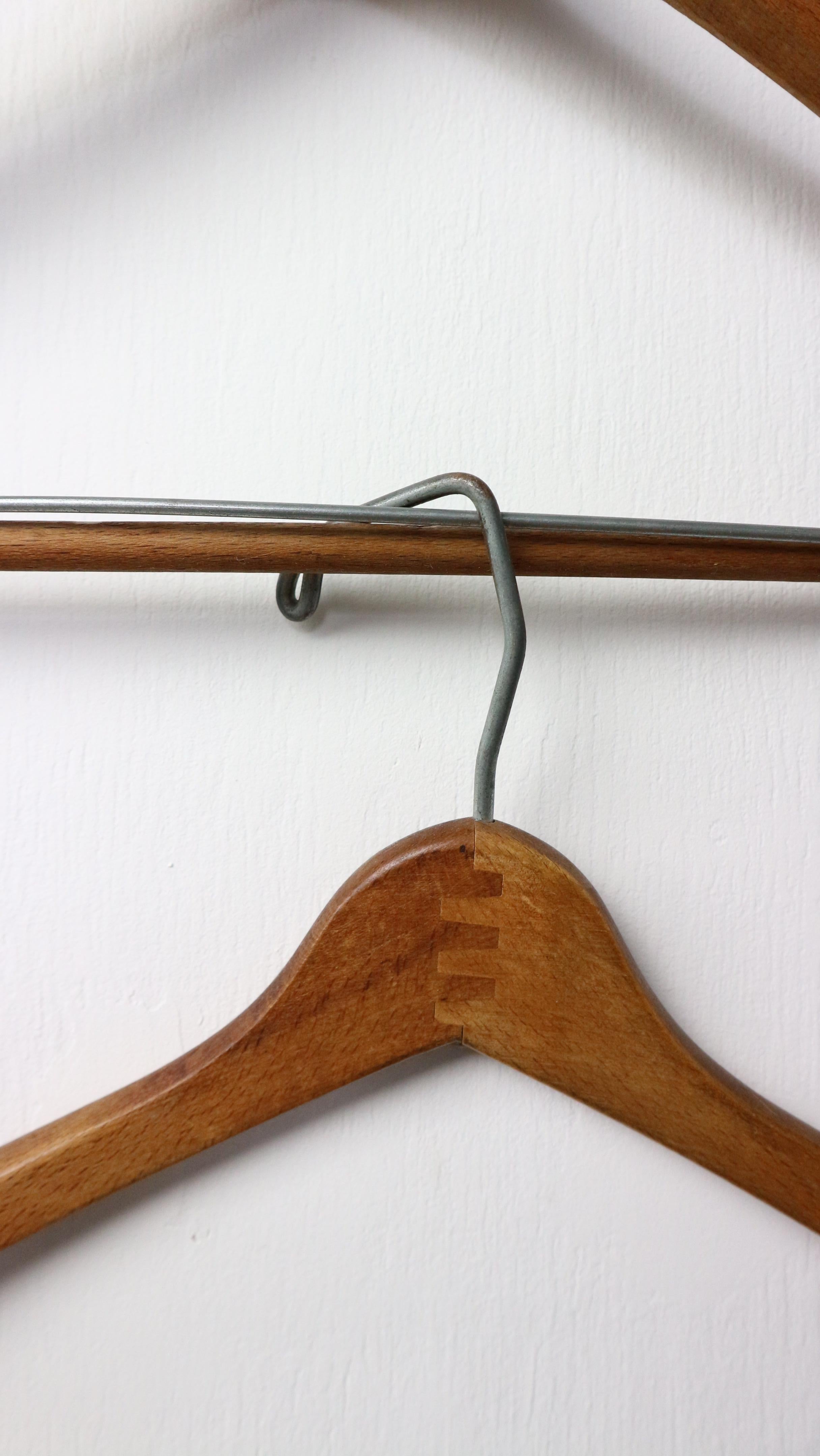 set of 3 wooden clothing hanger from the 1960s handmade decorative For Sale 4