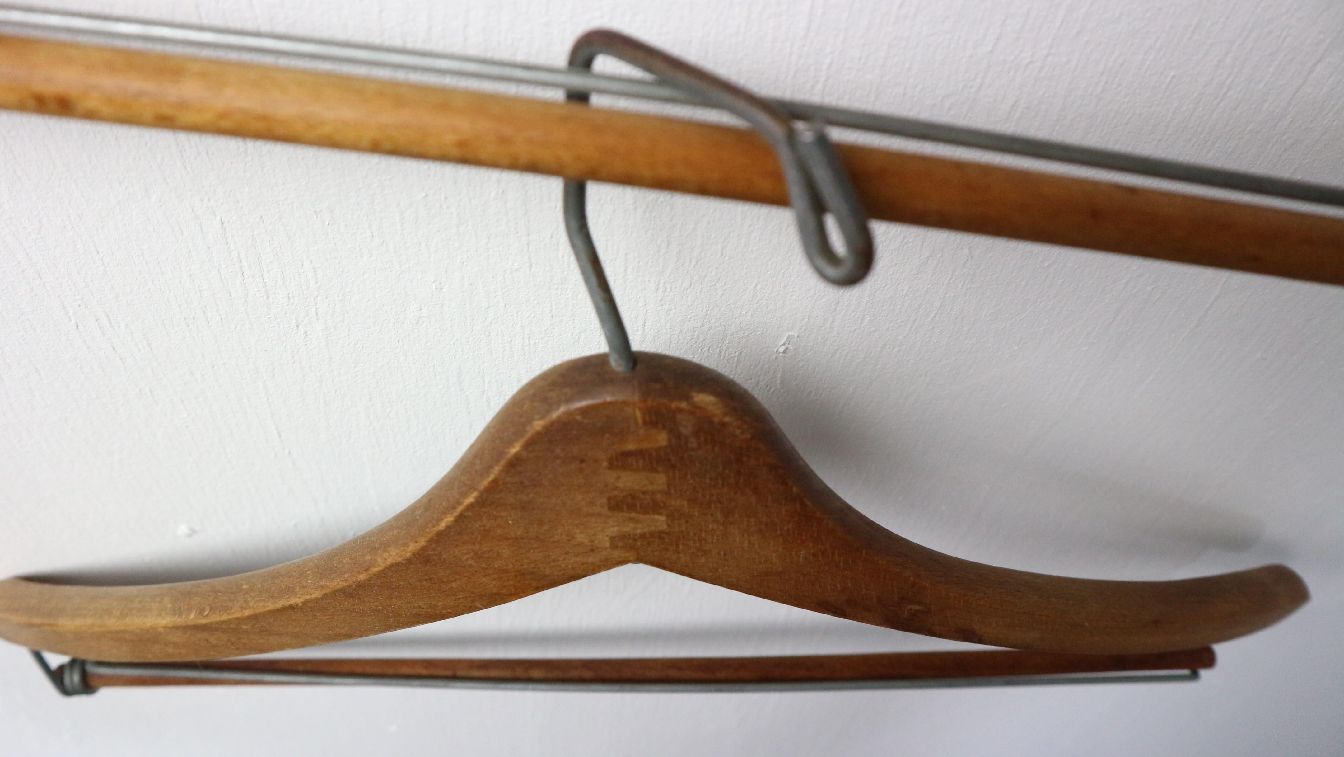 set of 3 wooden clothing hanger from the 1960s handmade decorative For Sale 6