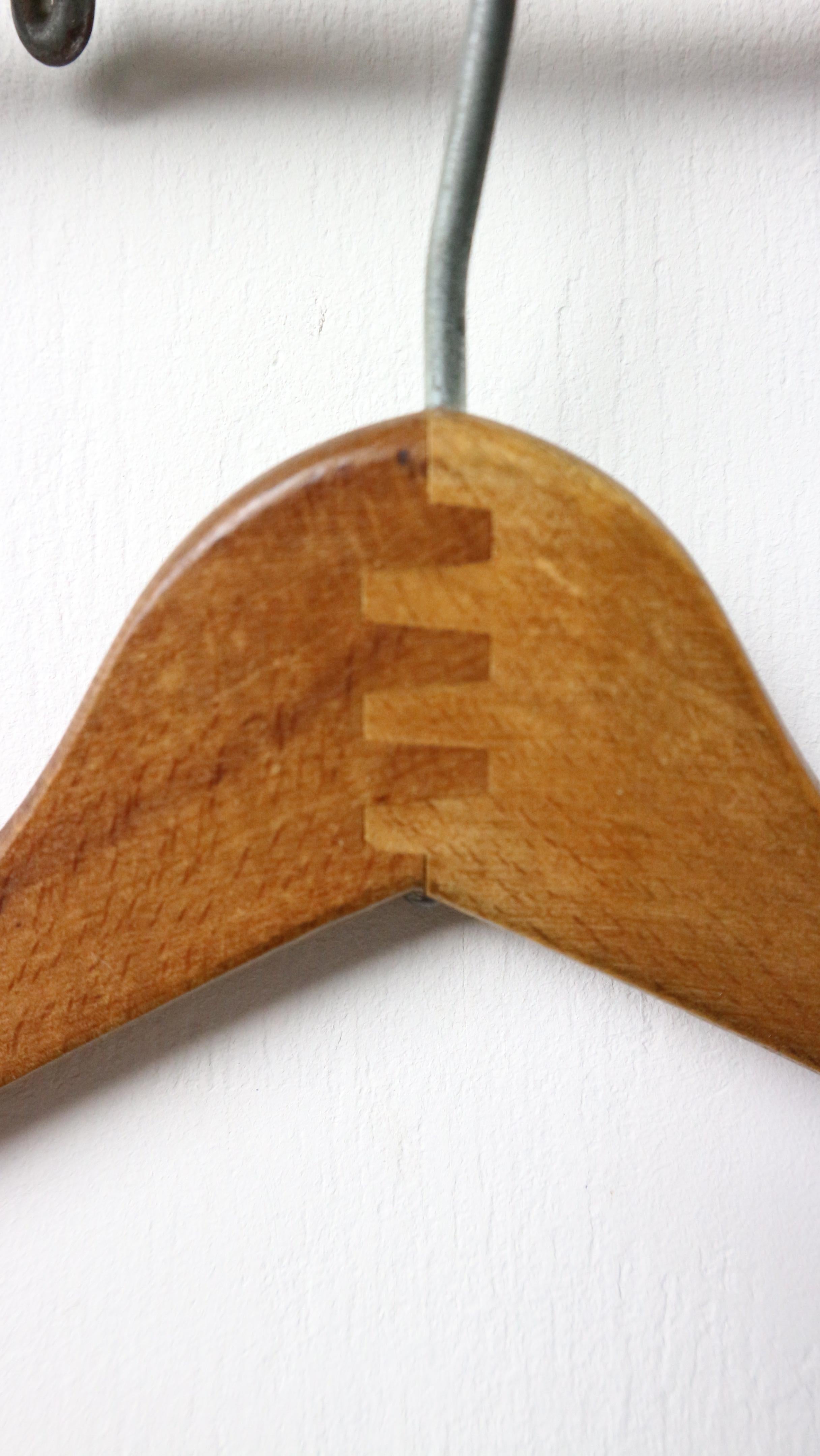 set of 3 wooden clothing hanger from the 1960s handmade decorative For Sale 8