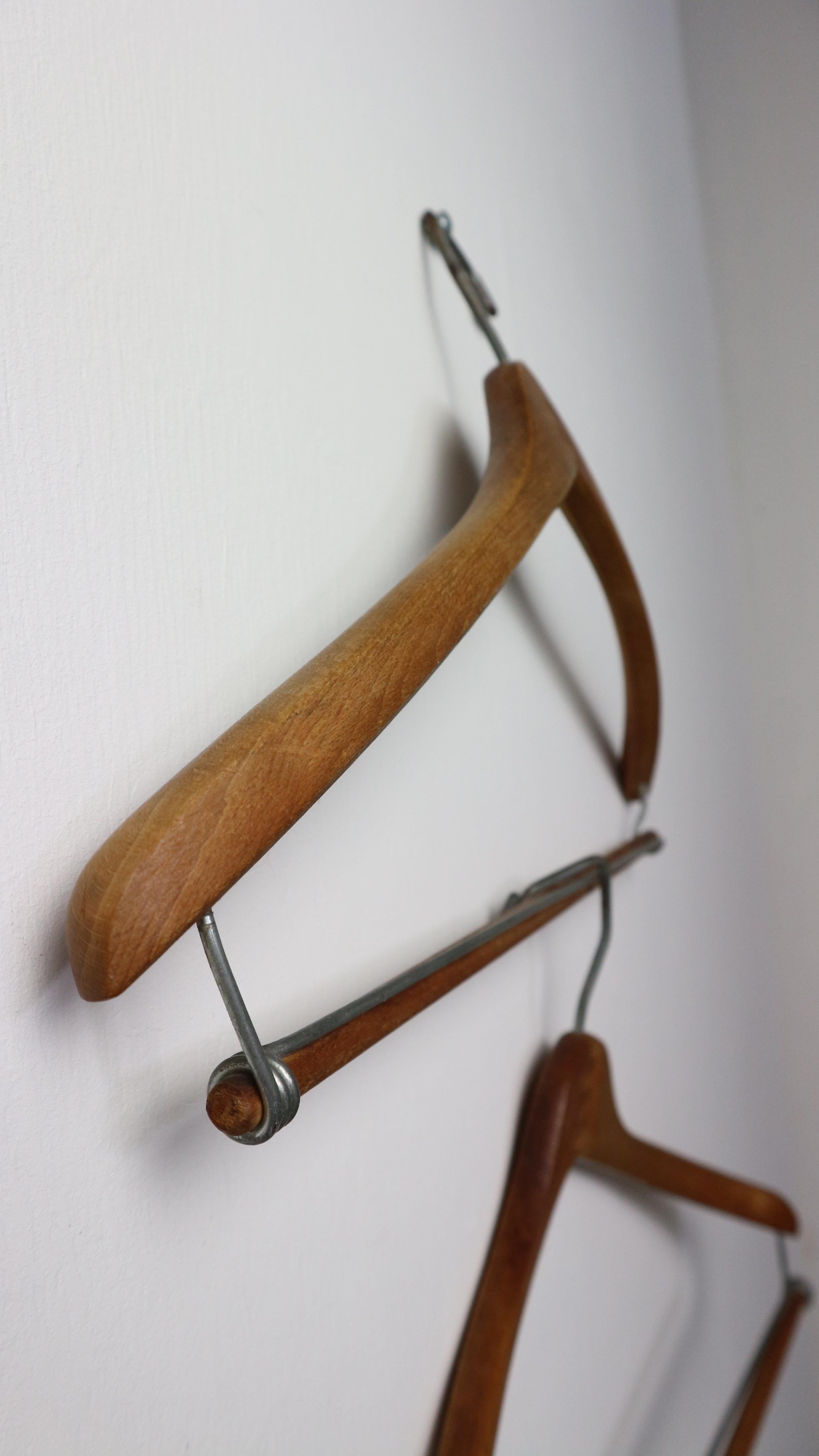 set of 3 wooden clothing hanger from the 1960s handmade decorative For Sale 10