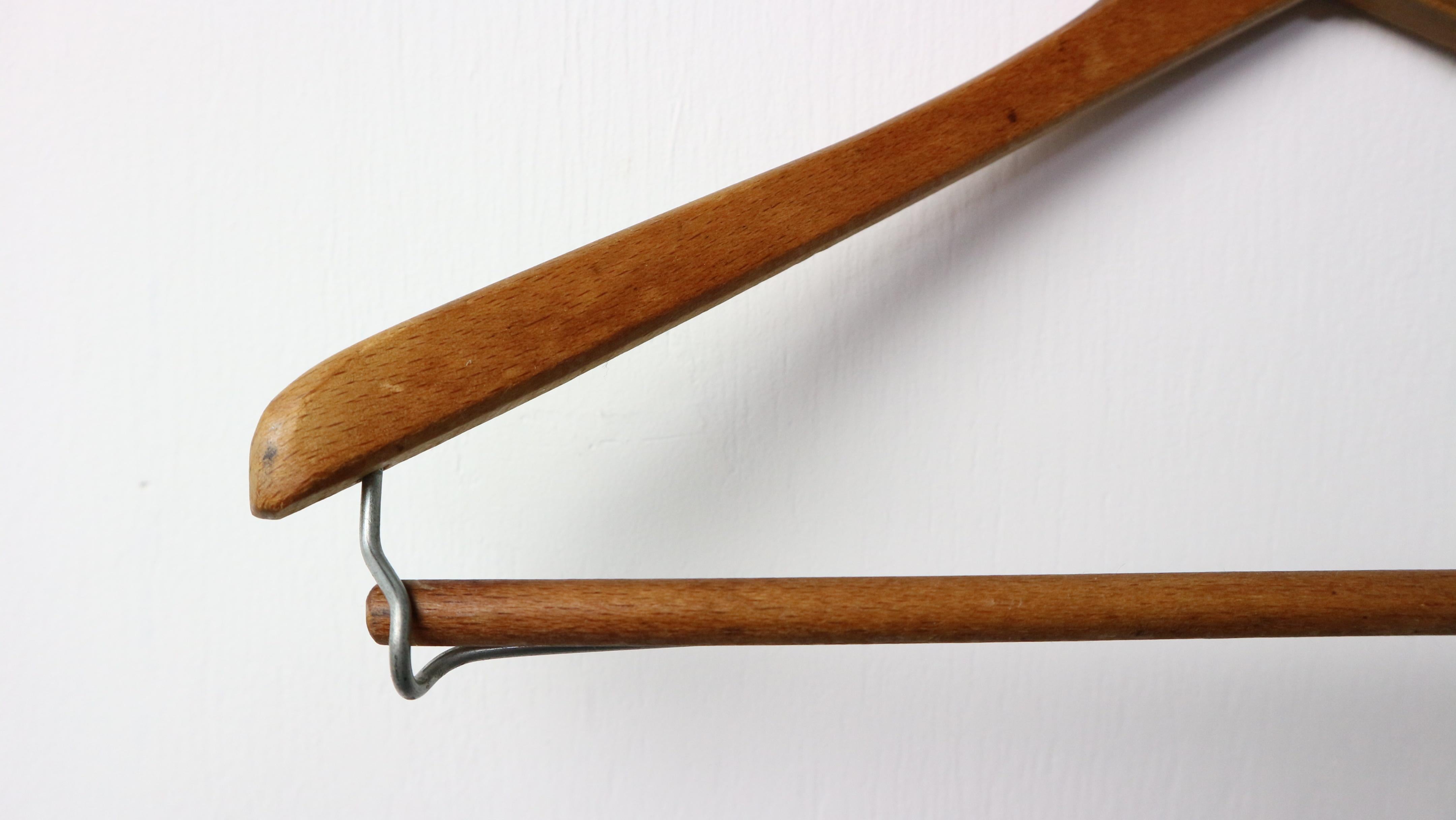 European set of 3 wooden clothing hanger from the 1960s handmade decorative For Sale