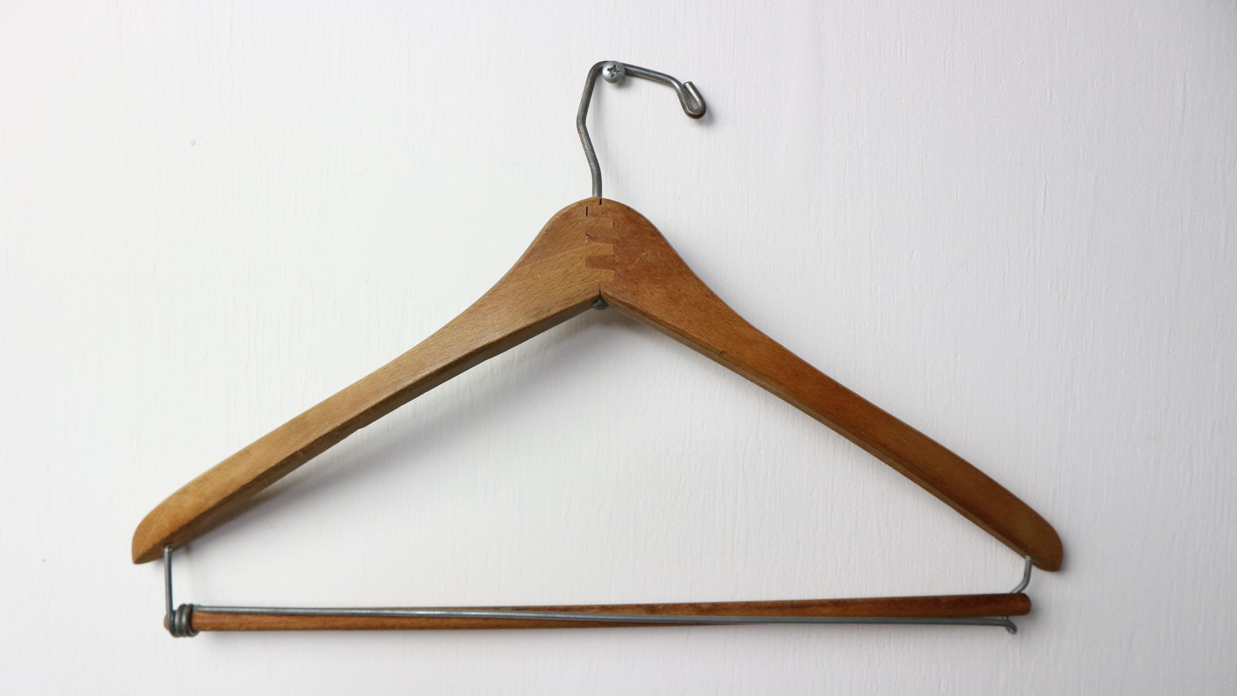 Bentwood set of 3 wooden clothing hanger from the 1960s handmade decorative For Sale