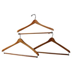 Retro set of 3 wooden clothing hanger from the 1960s handmade decorative