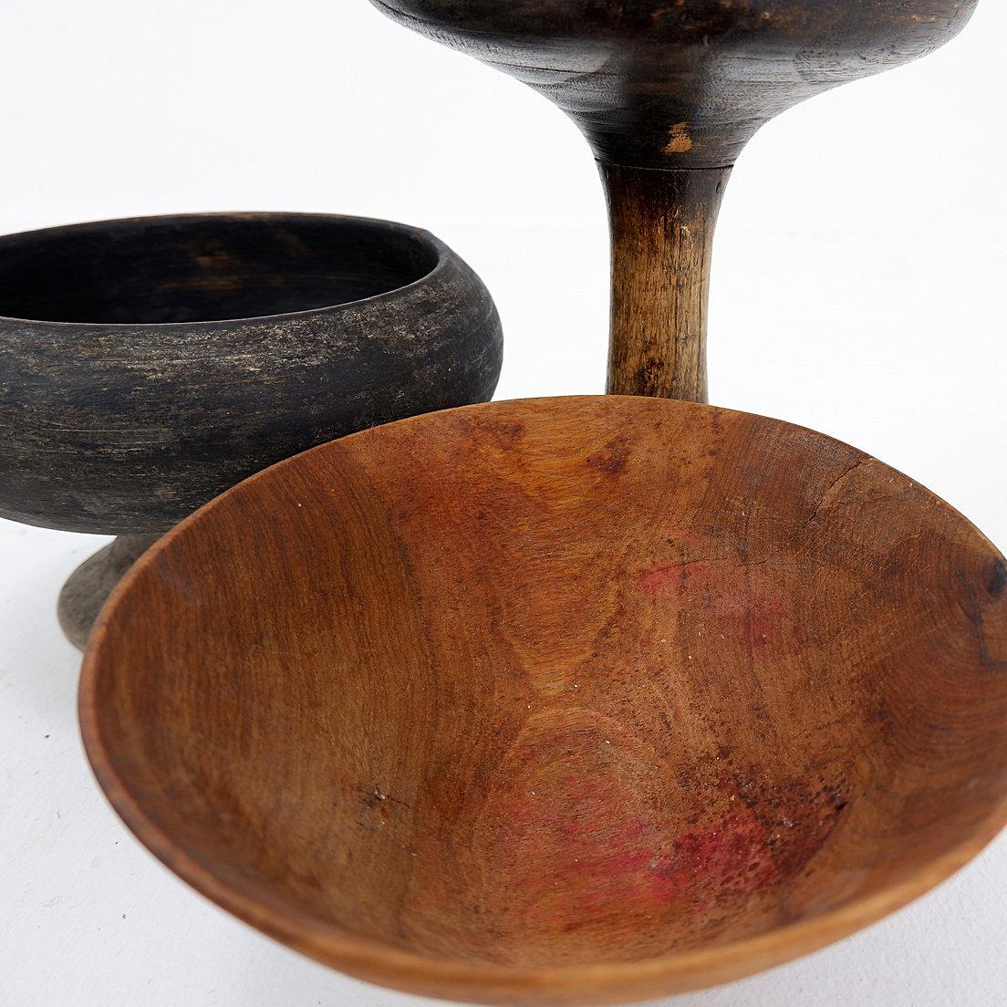 Africano Set di 3 tazze e ciotole in legno - Africa in vendita