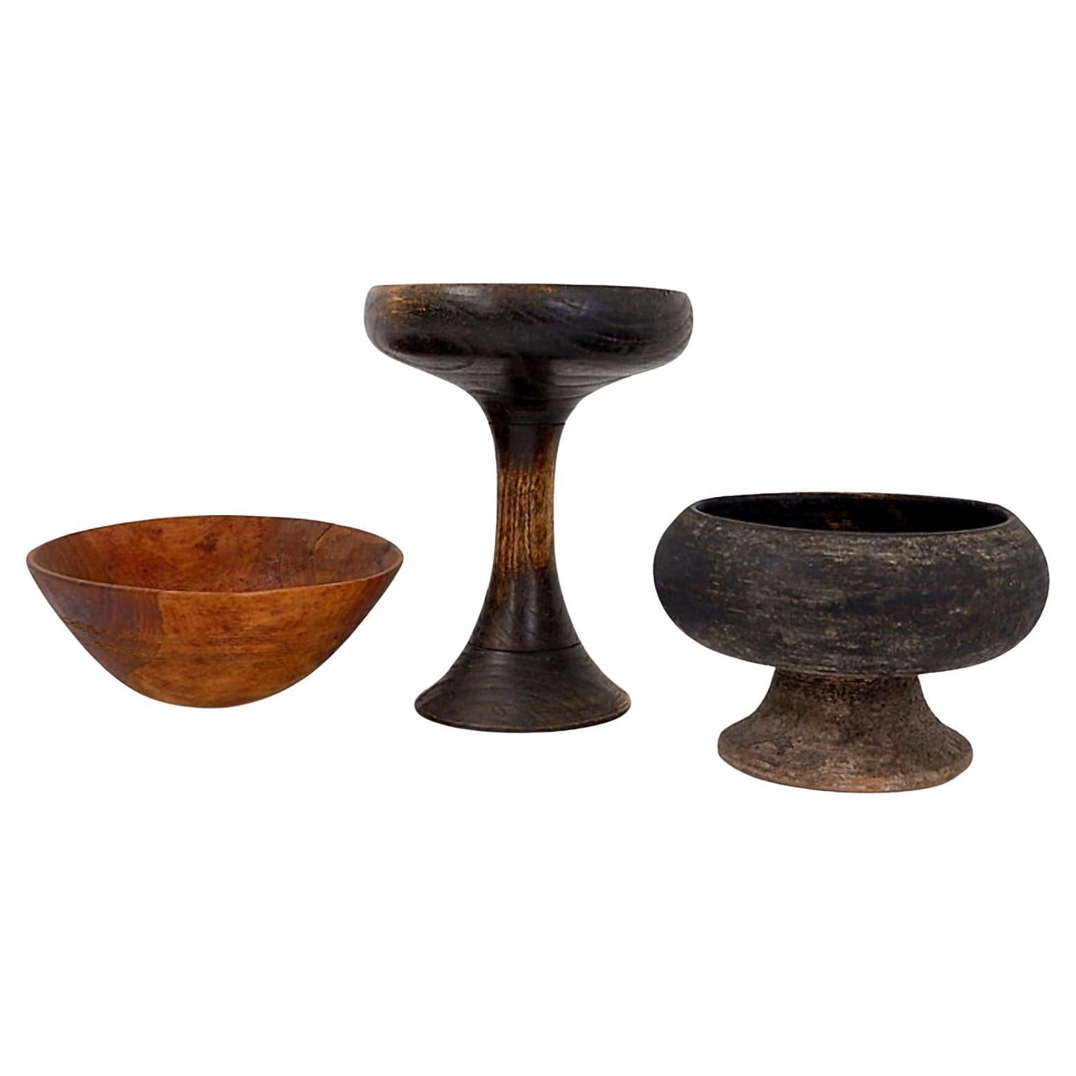 Set de 3 tasses et bols en bois - Afrique