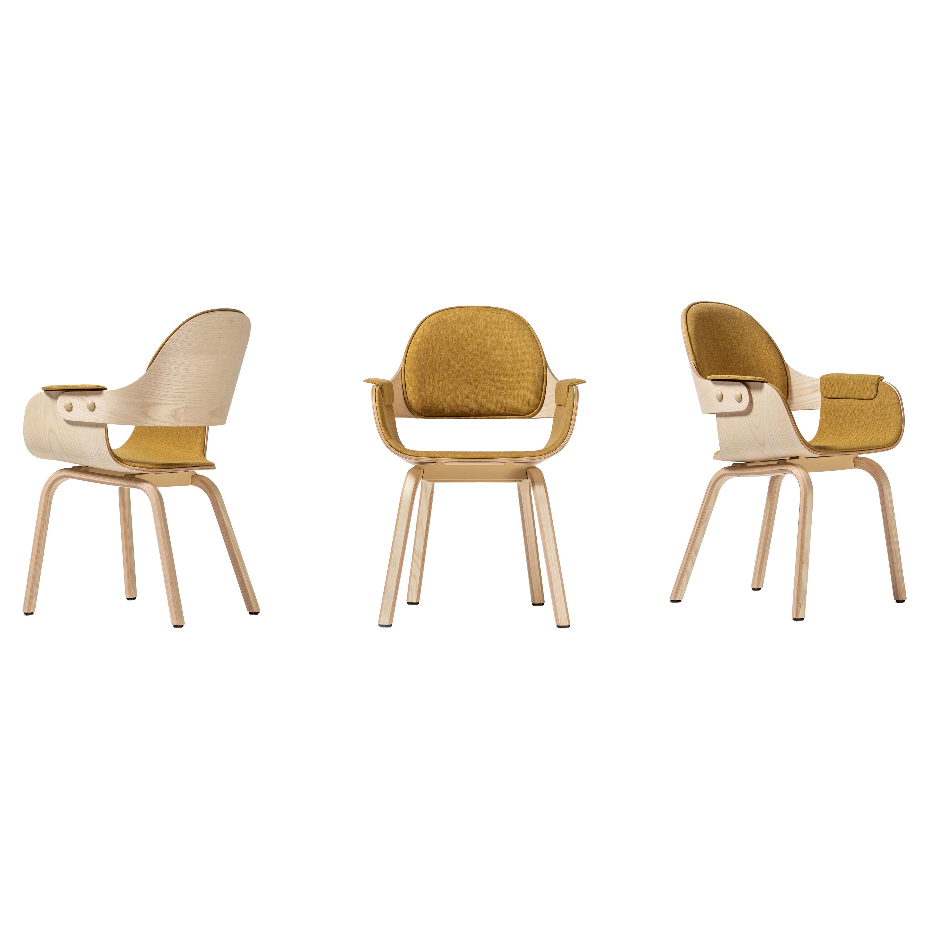 Set of 3 Wooden Legs Showtime Chair by Jaime Hayon For Sale