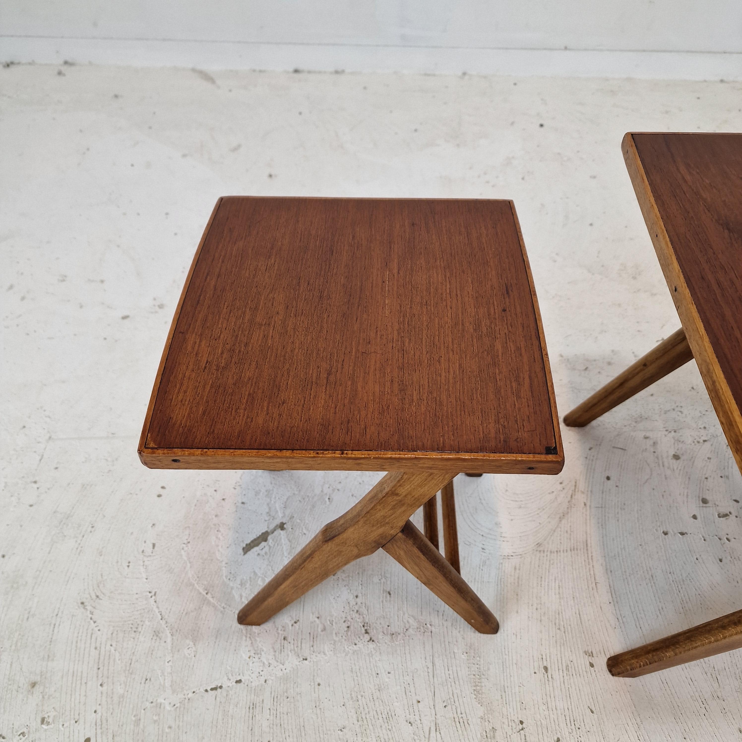 Set of 3 Wooden Nesting Tables, Holland 1960s For Sale 4