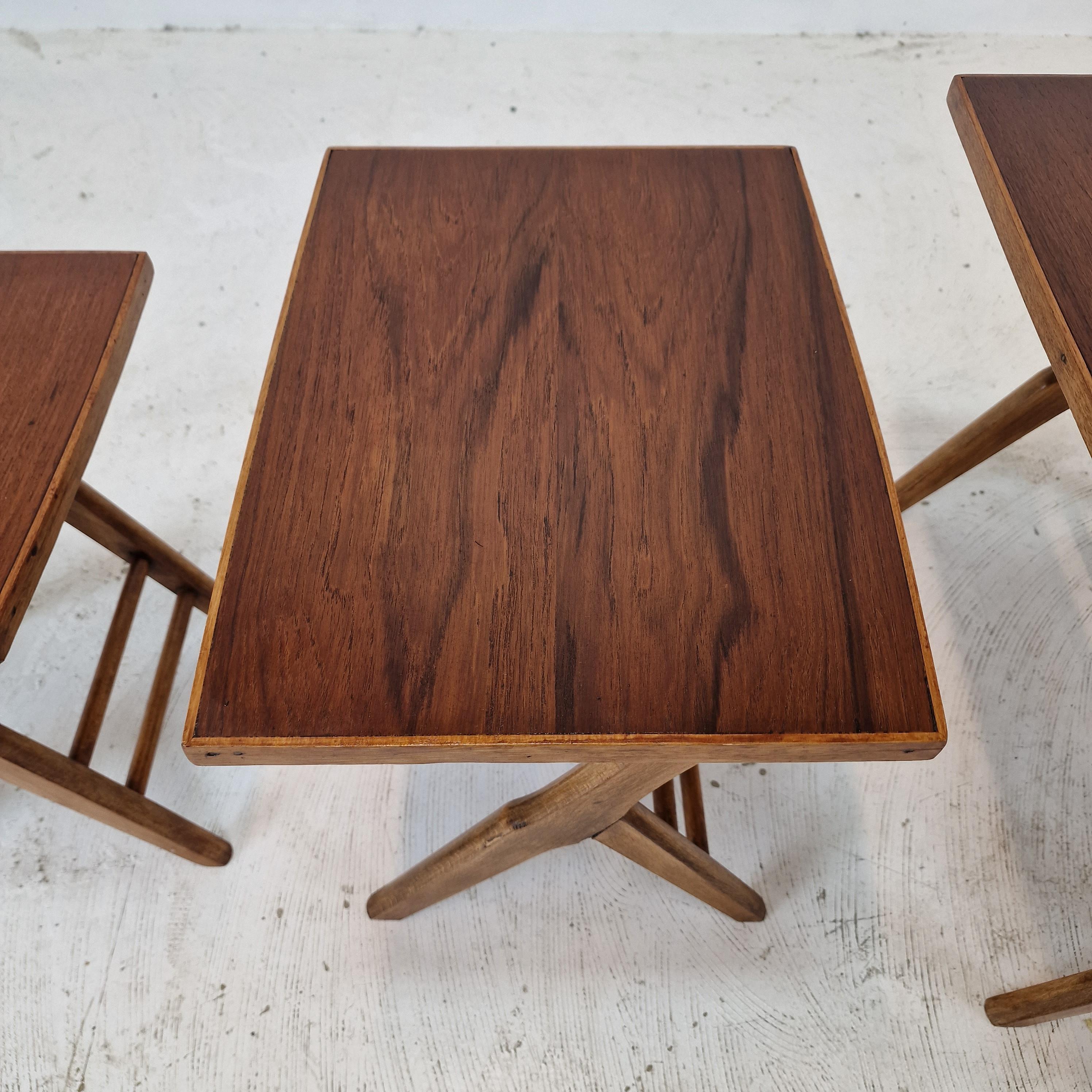 Set of 3 Wooden Nesting Tables, Holland 1960s For Sale 5