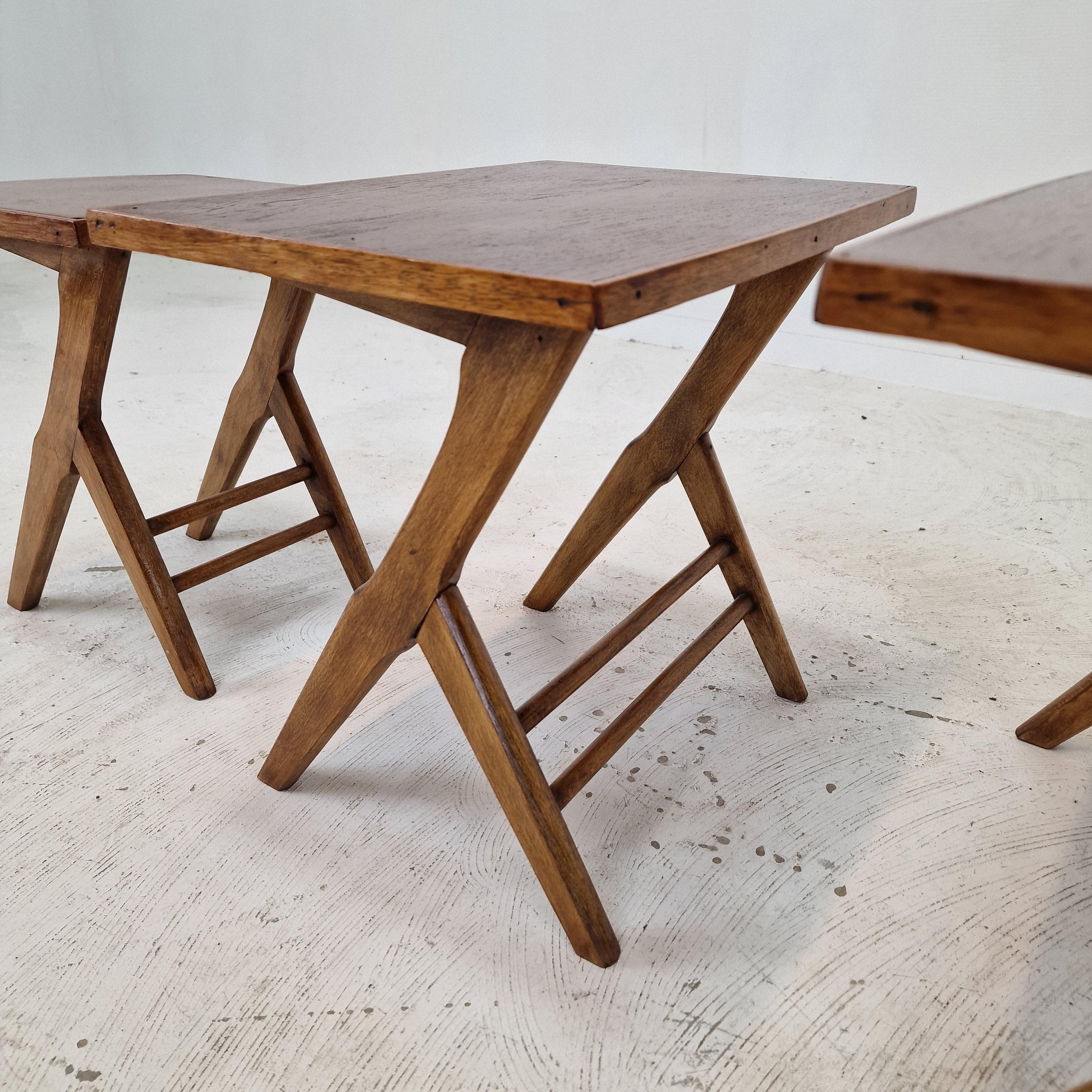 Set of 3 Wooden Nesting Tables, Holland 1960s For Sale 8