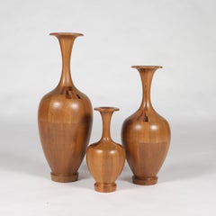 Set of 3 Wooden Vases by Maurice Bonami, C. 1960