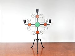 Set of 3 Wrought Iron and Glass Candelabra by Gunnar Ander for Ystad Metall