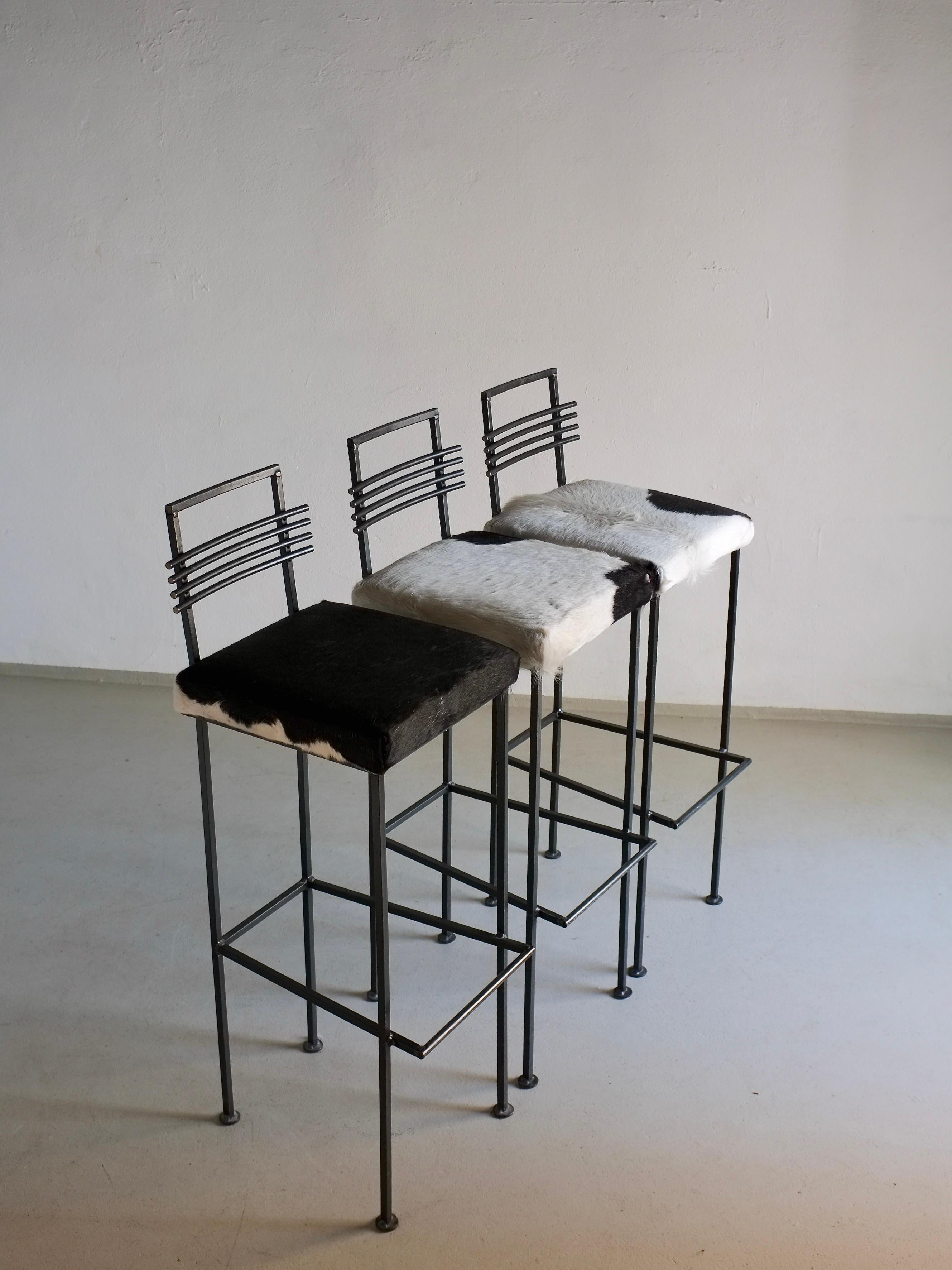 Ensemble de 3 tabourets de bar en fer forgé, Olsson & Dam, Suède, années 1990 Bon état - En vente à Rīga, LV