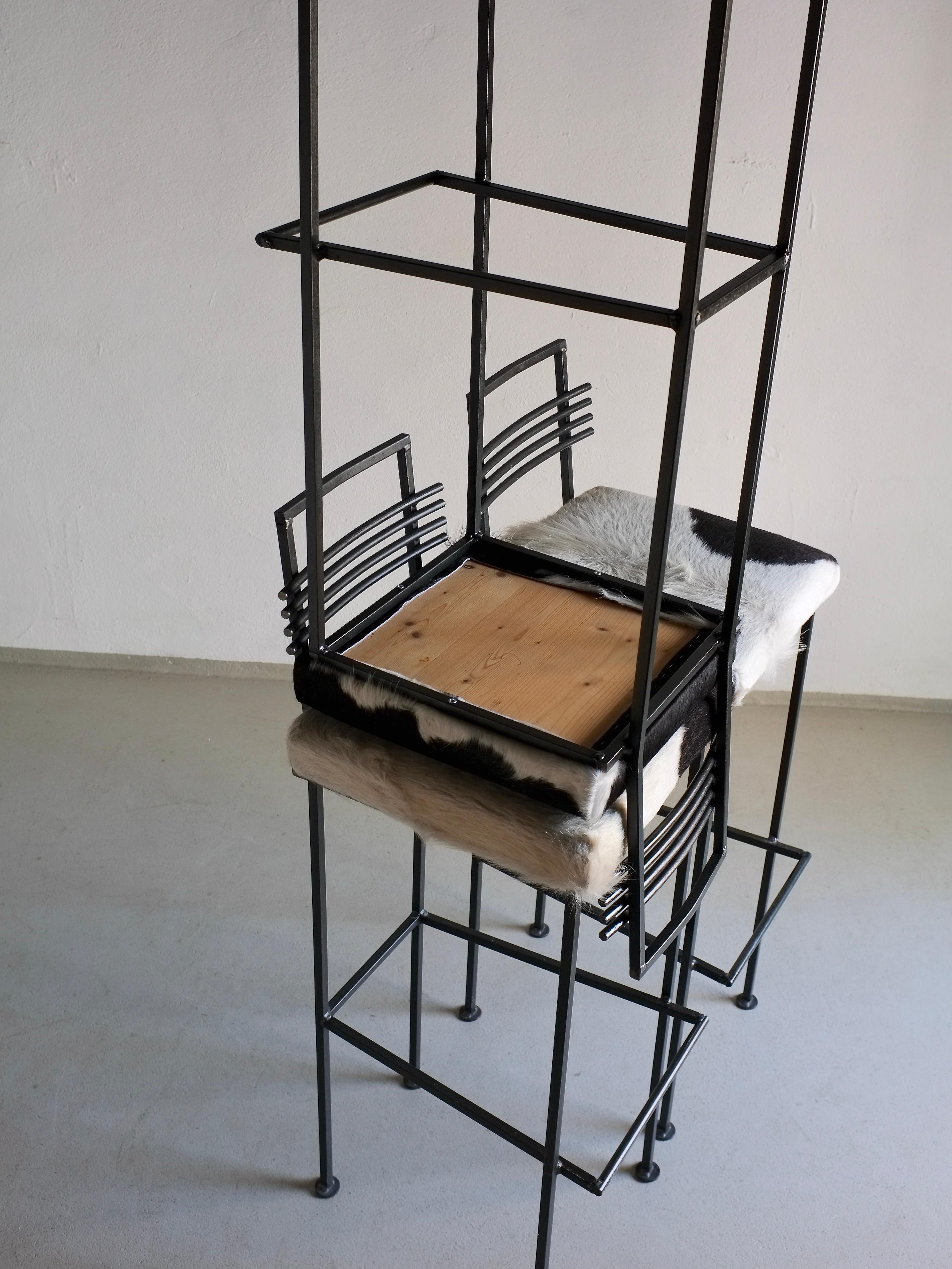 Fin du 20e siècle Ensemble de 3 tabourets de bar en fer forgé, Olsson & Dam, Suède, années 1990 en vente
