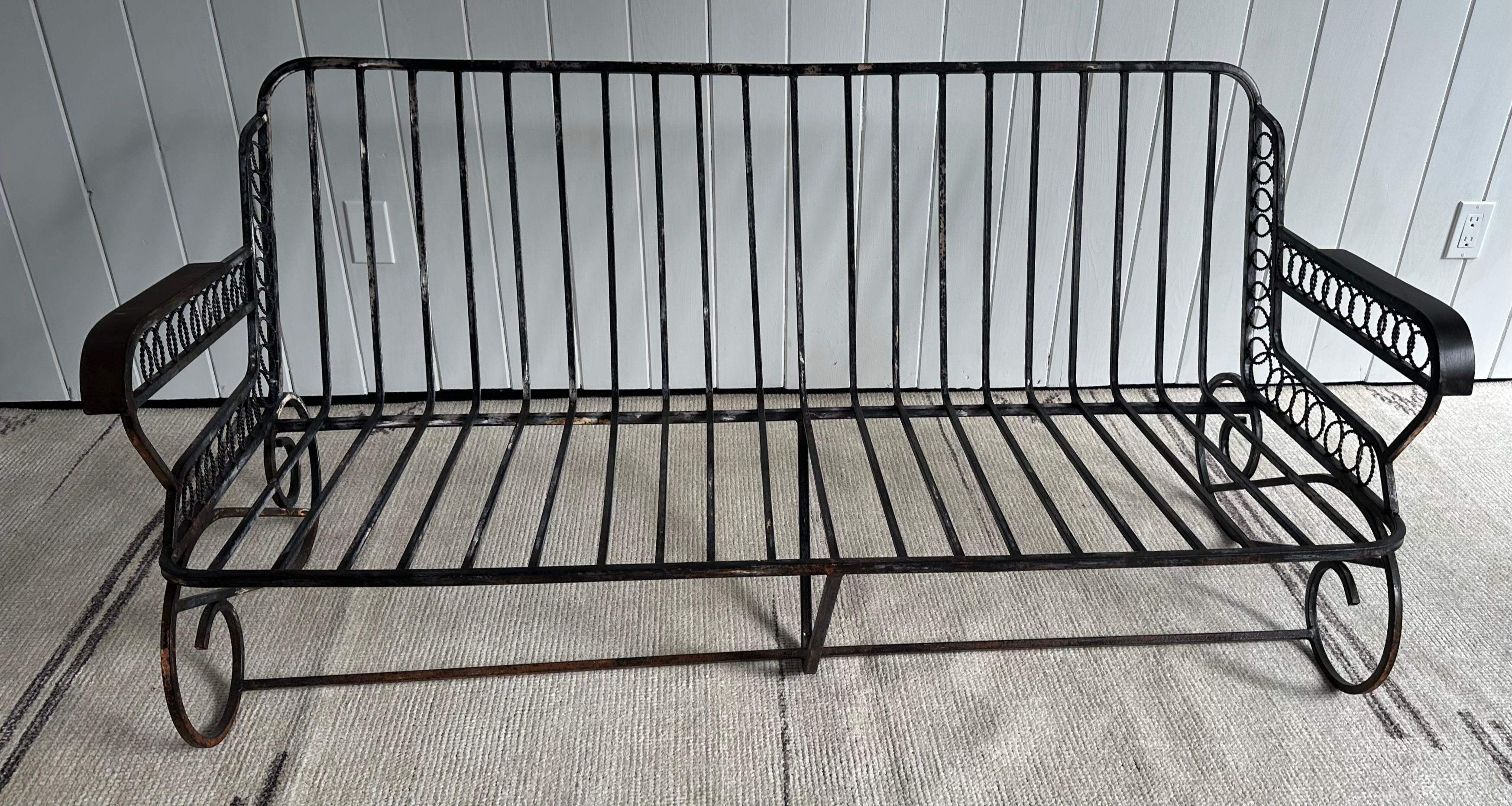 Set of 3 Wrought Iron Deco Style Sofa & Chairs Garden Furniture Set For Sale 10