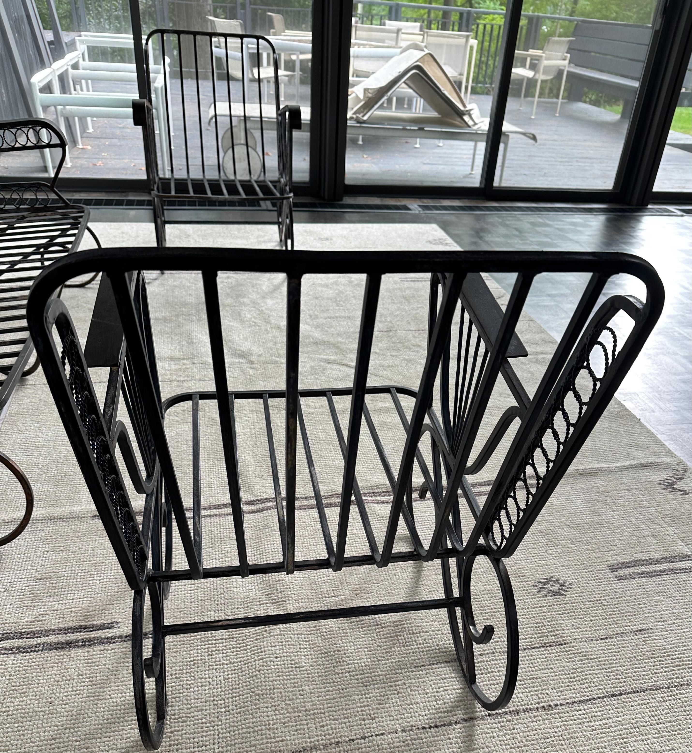 Set of 3 Wrought Iron Deco Style Sofa & Chairs Garden Furniture Set For Sale 12