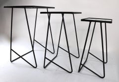 Set of 3 Wrought Iron  Mid Century Nesting Tables after McCobb