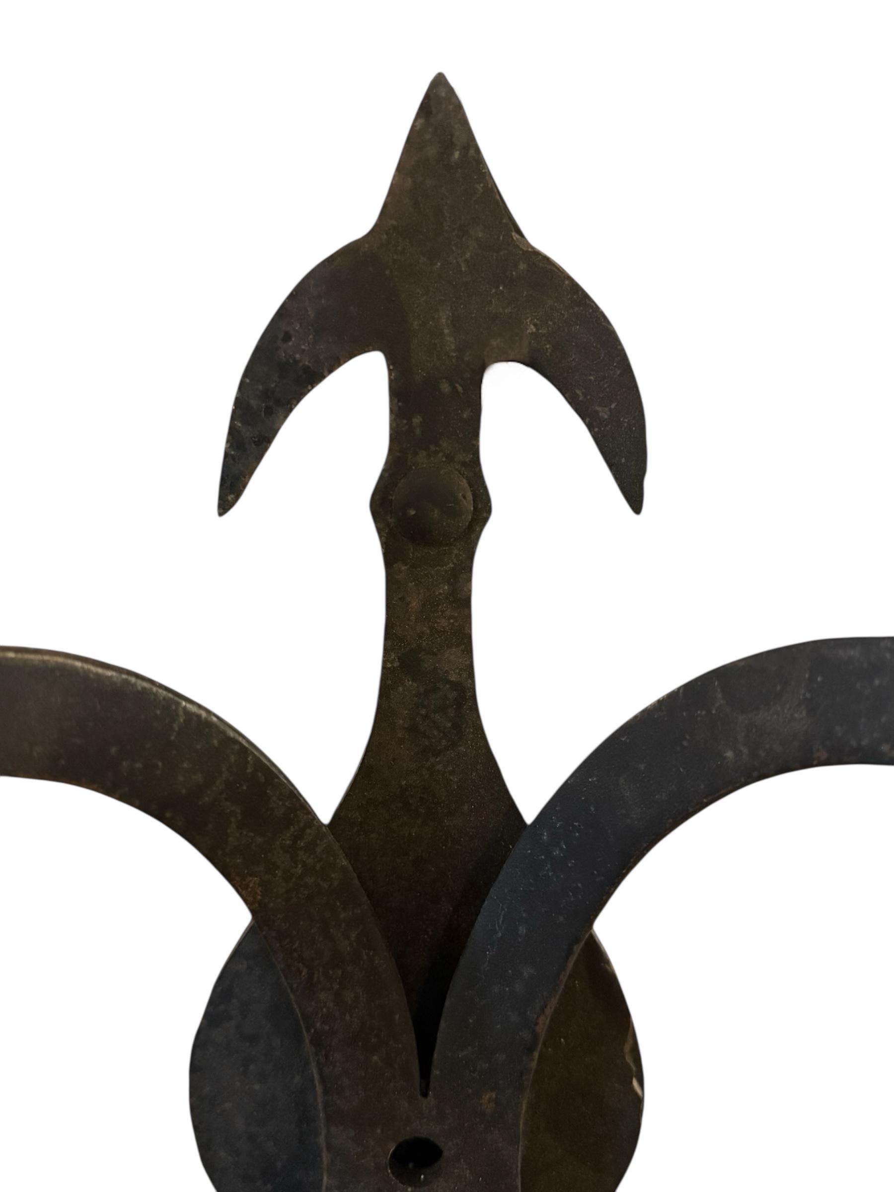 20th Century Set of 3 Wrought Iron Spanish Revival Sconces For Sale
