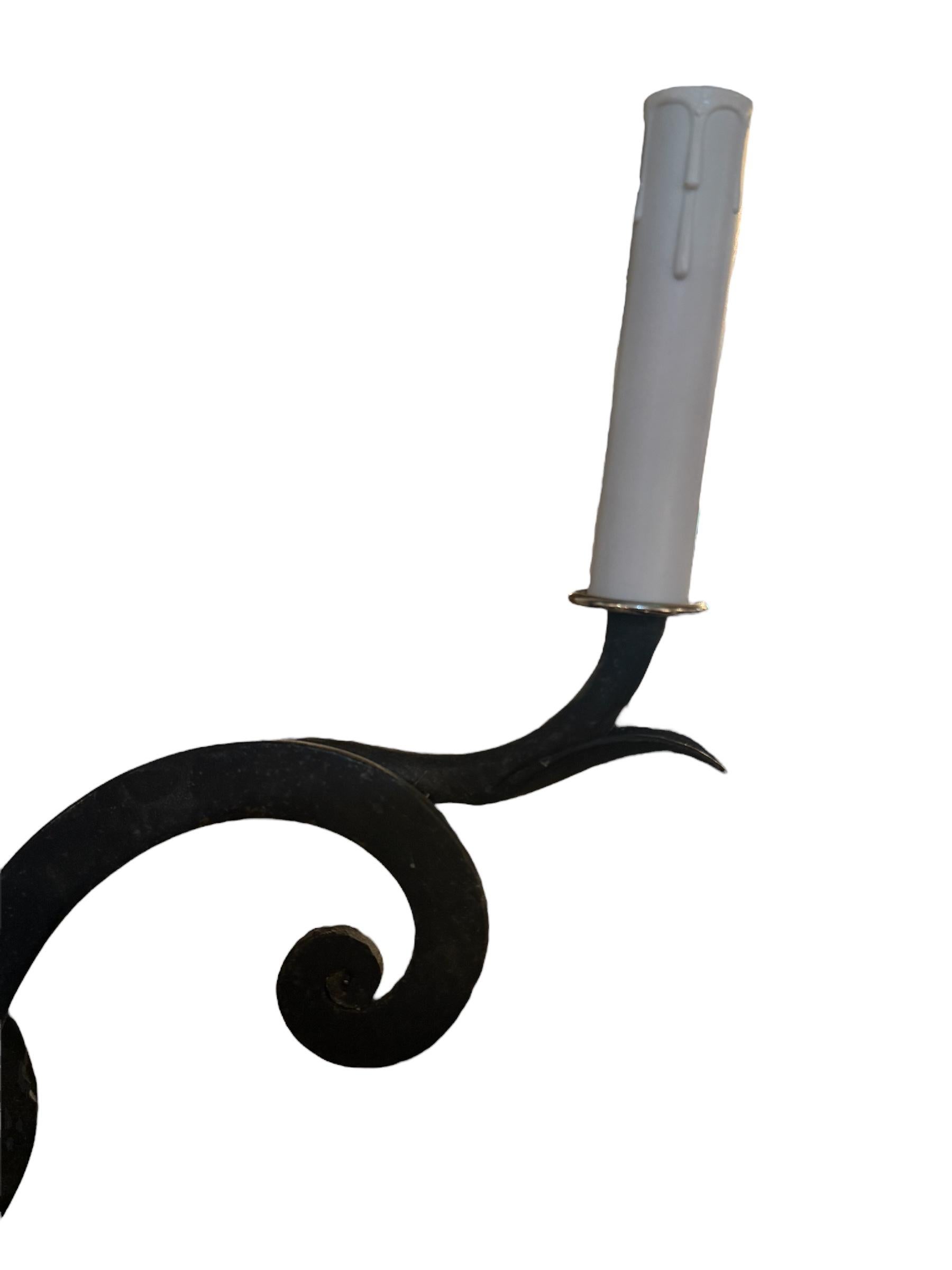 Set of 3 Wrought Iron Spanish Revival Sconces For Sale 1