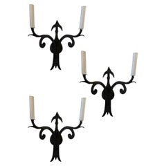 Set of 3 Wrought Iron Spanish Revival Sconces