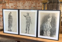 Set of 3 x 19th Century Charcoal Drawings