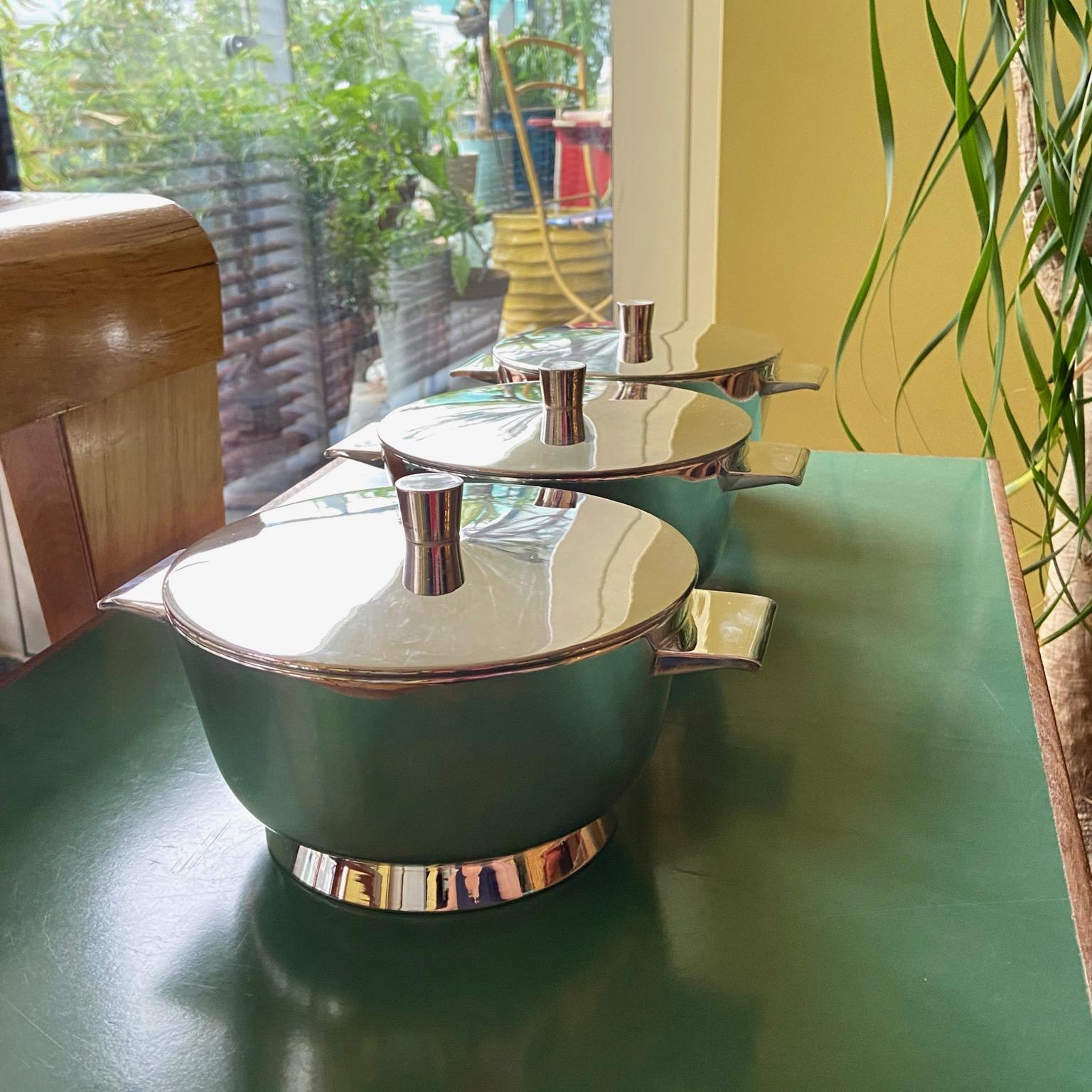 a Set of 3 Gio Ponti Silvered Alpaca Deep Serving Tureens and 1  Ladle for Krupp 6